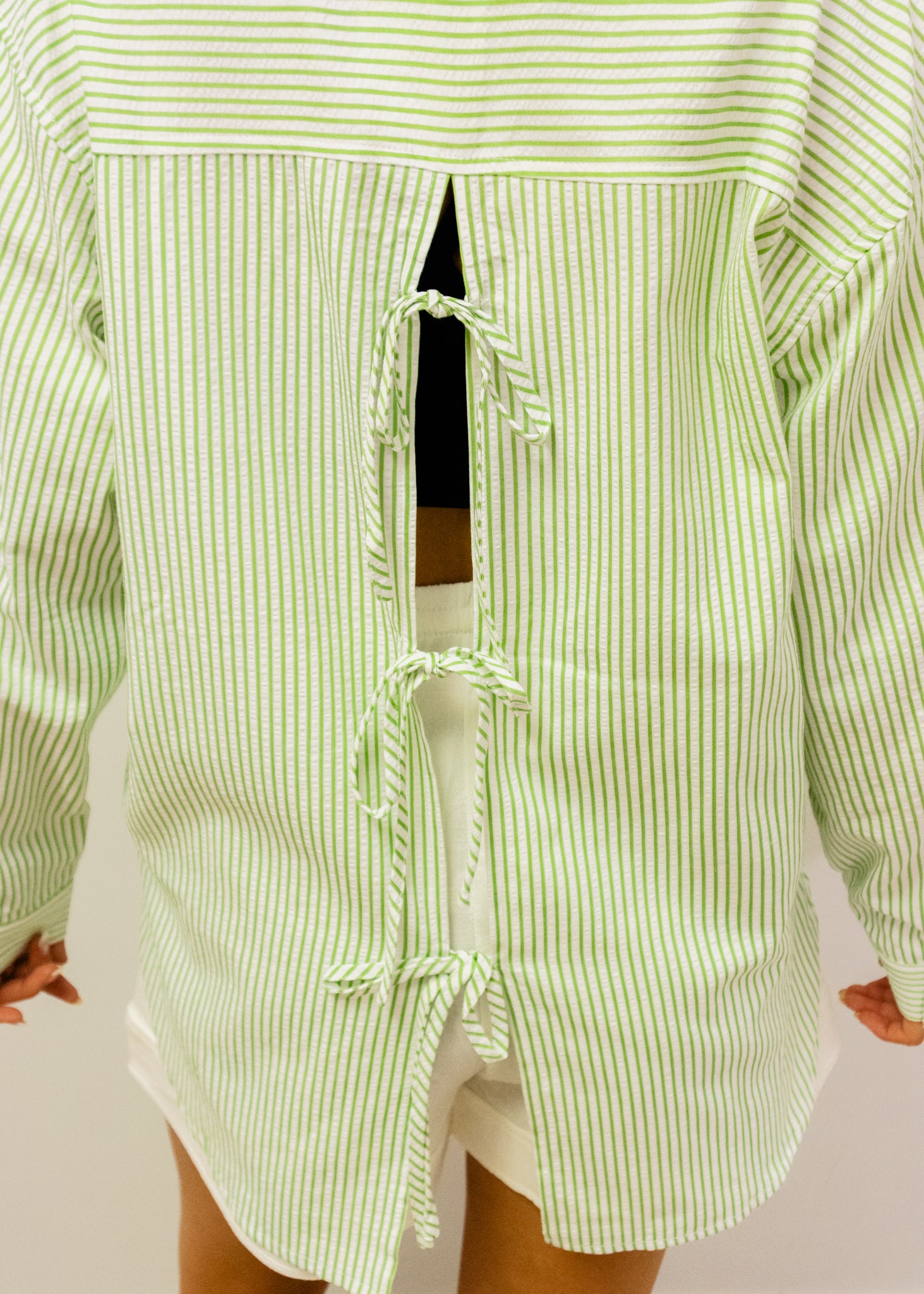 Green Striped Button Up Top