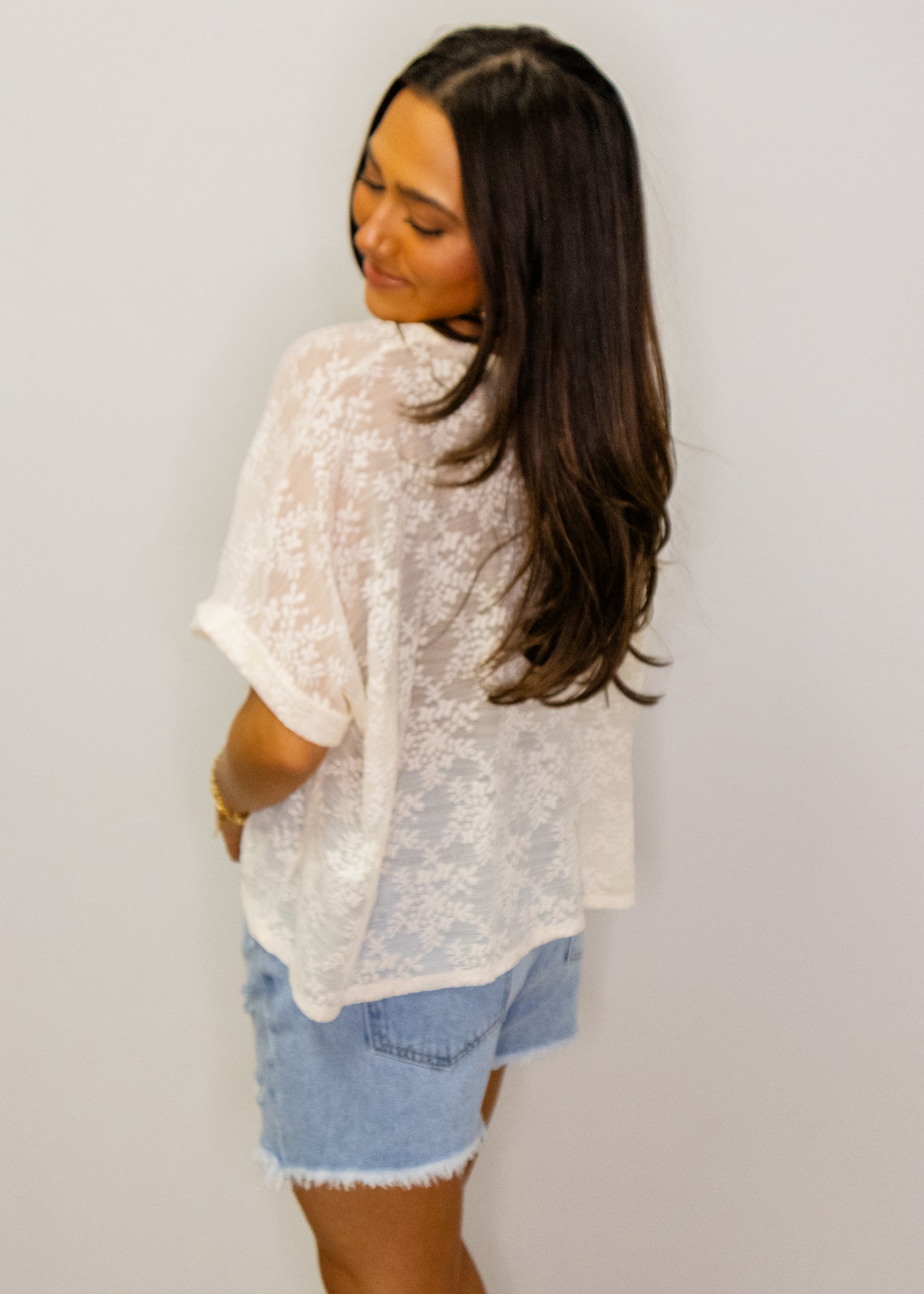 White Lace Oversized Top