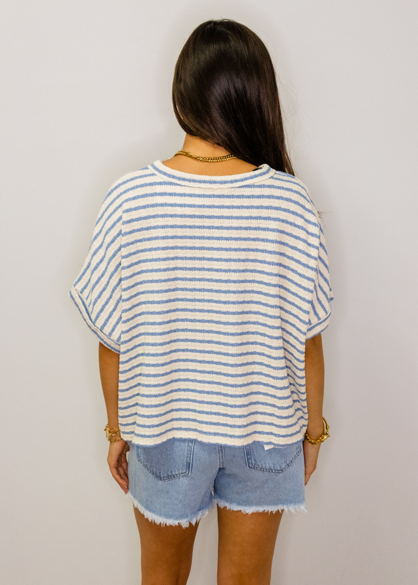 Navy Stripe Knit Boxy Top