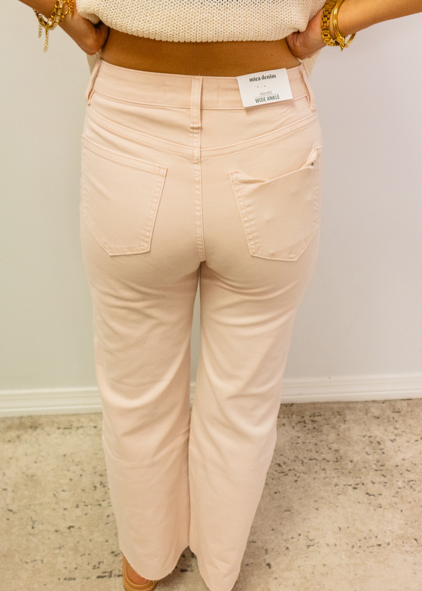 Hint of Pink High-rise Wide Leg Jeans