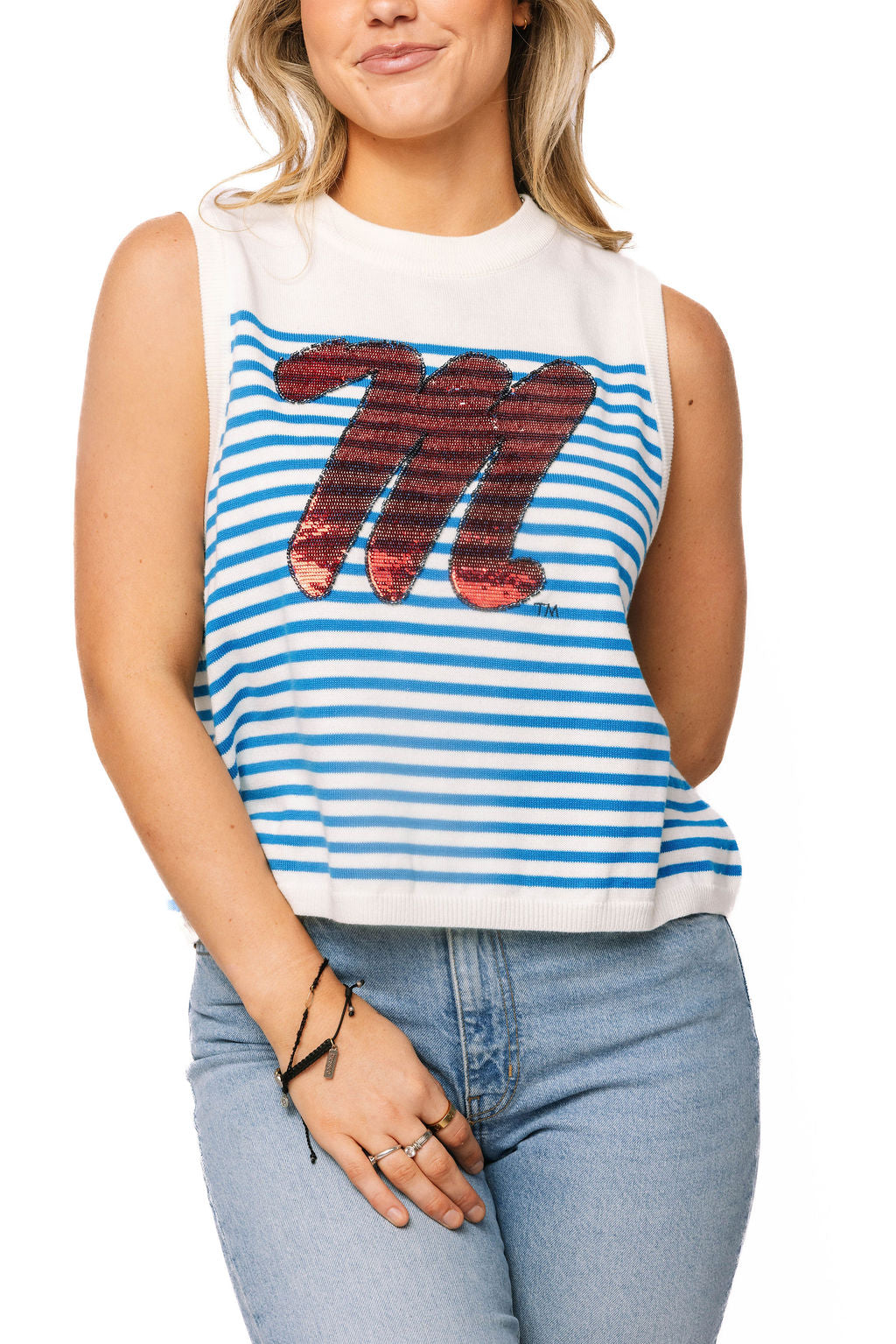 Licensed Ole Miss Mascot Striped Knit Tank