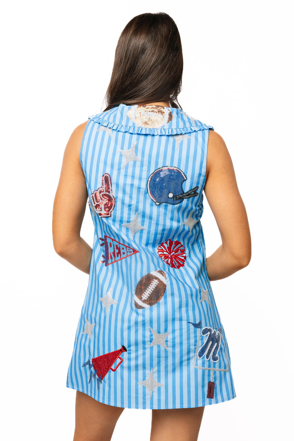 Licensed Ole Miss Licensed Striped Sparkle Gameday Icon Cotton Collar Tank Dress
