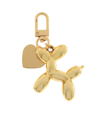 Gold Balloon Dog & Heart Bag Charm