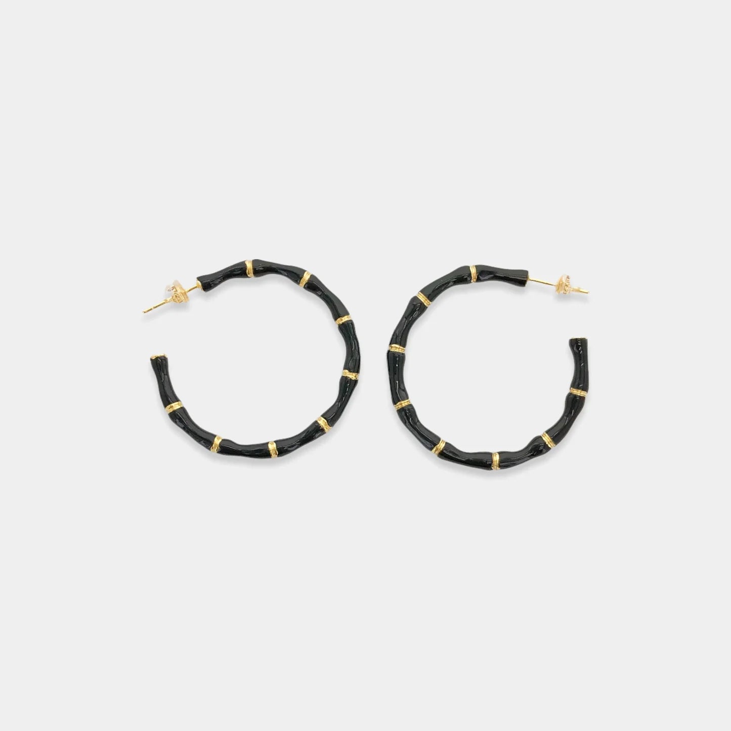 Black Enamel Bamboo Earrings