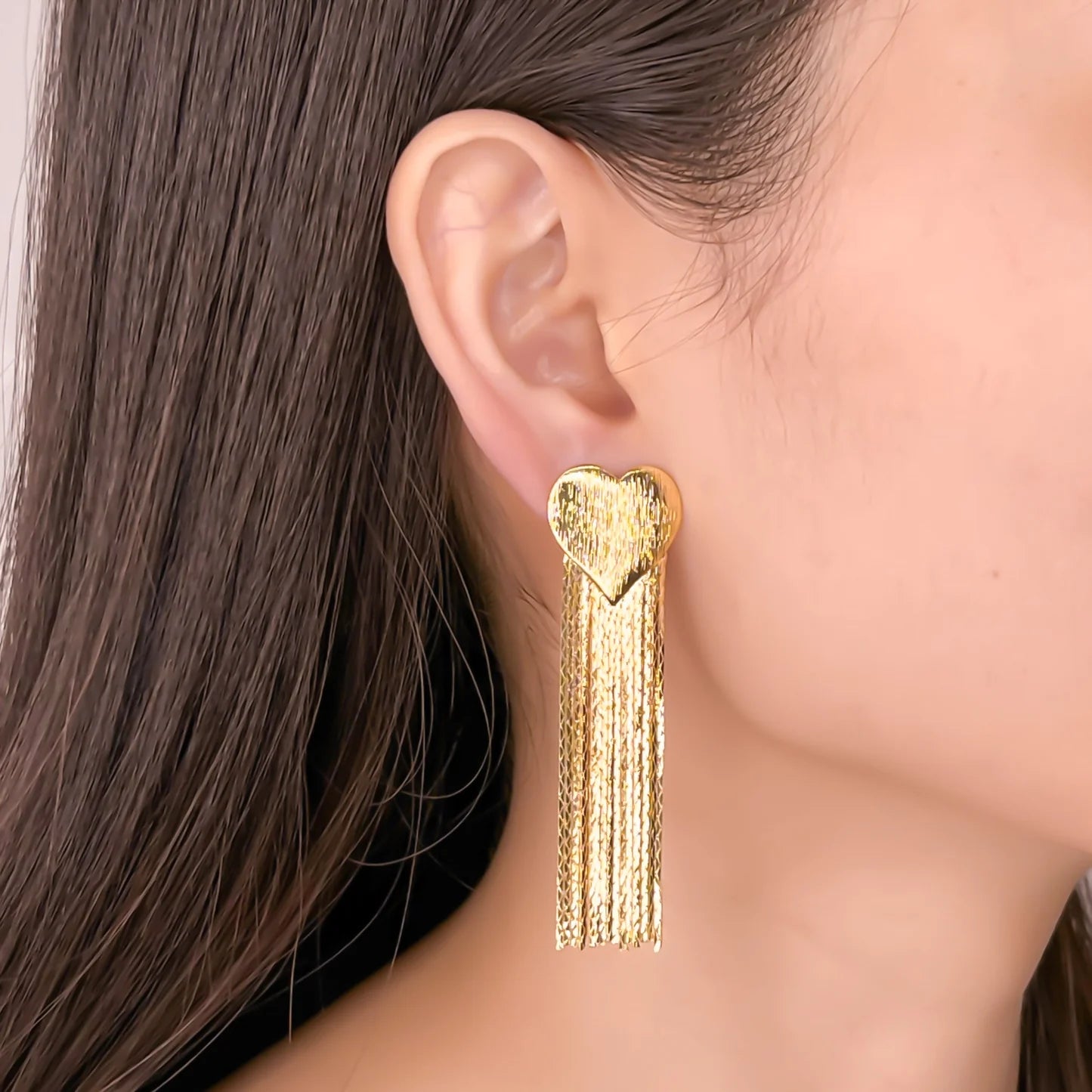 Gold Heart Chain Earrings