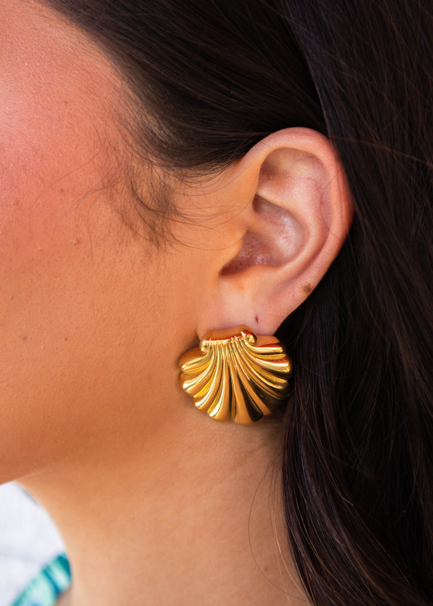 Gold Large Seashell Earring