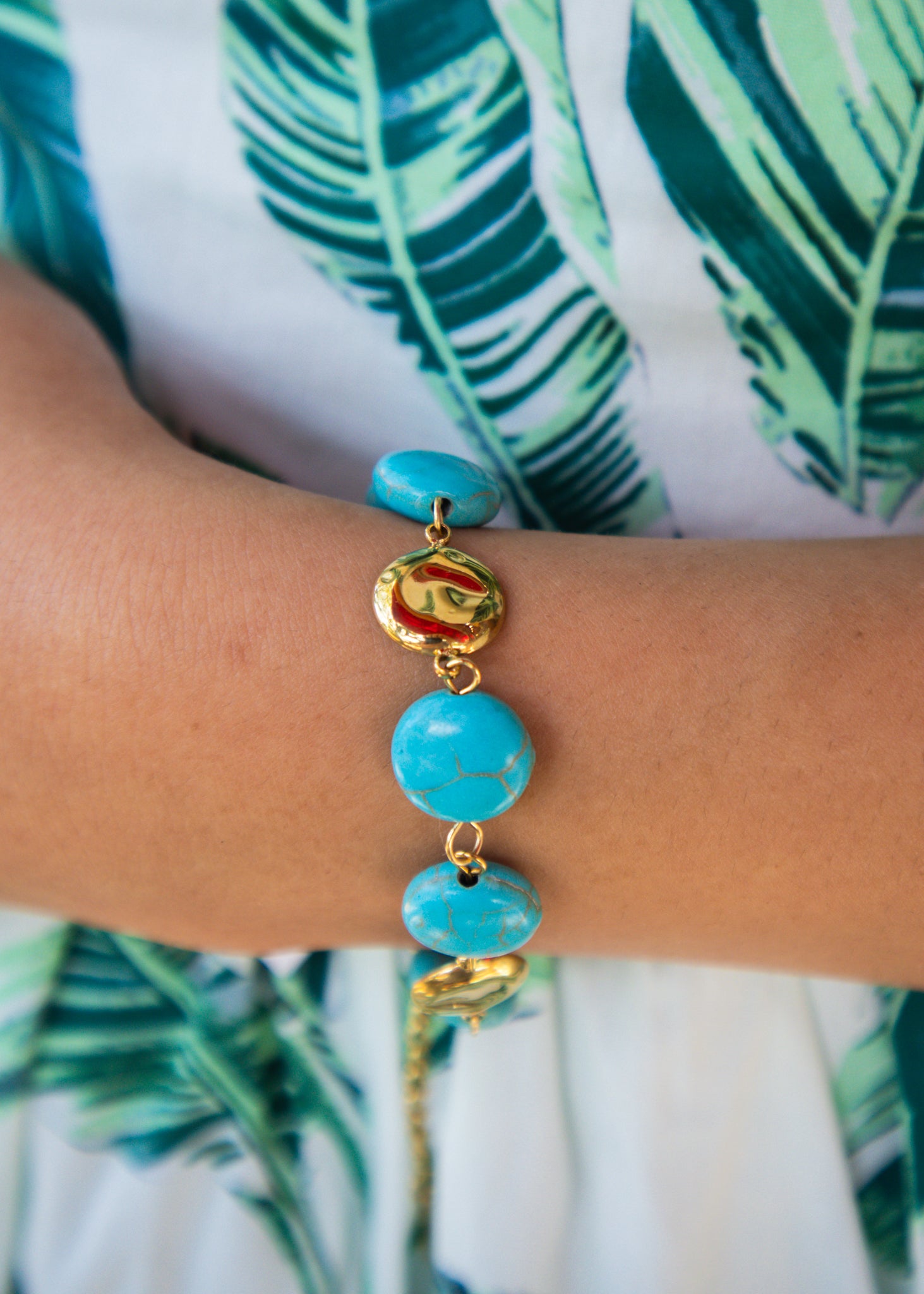 Gold Turquoise Dotted Bracelet