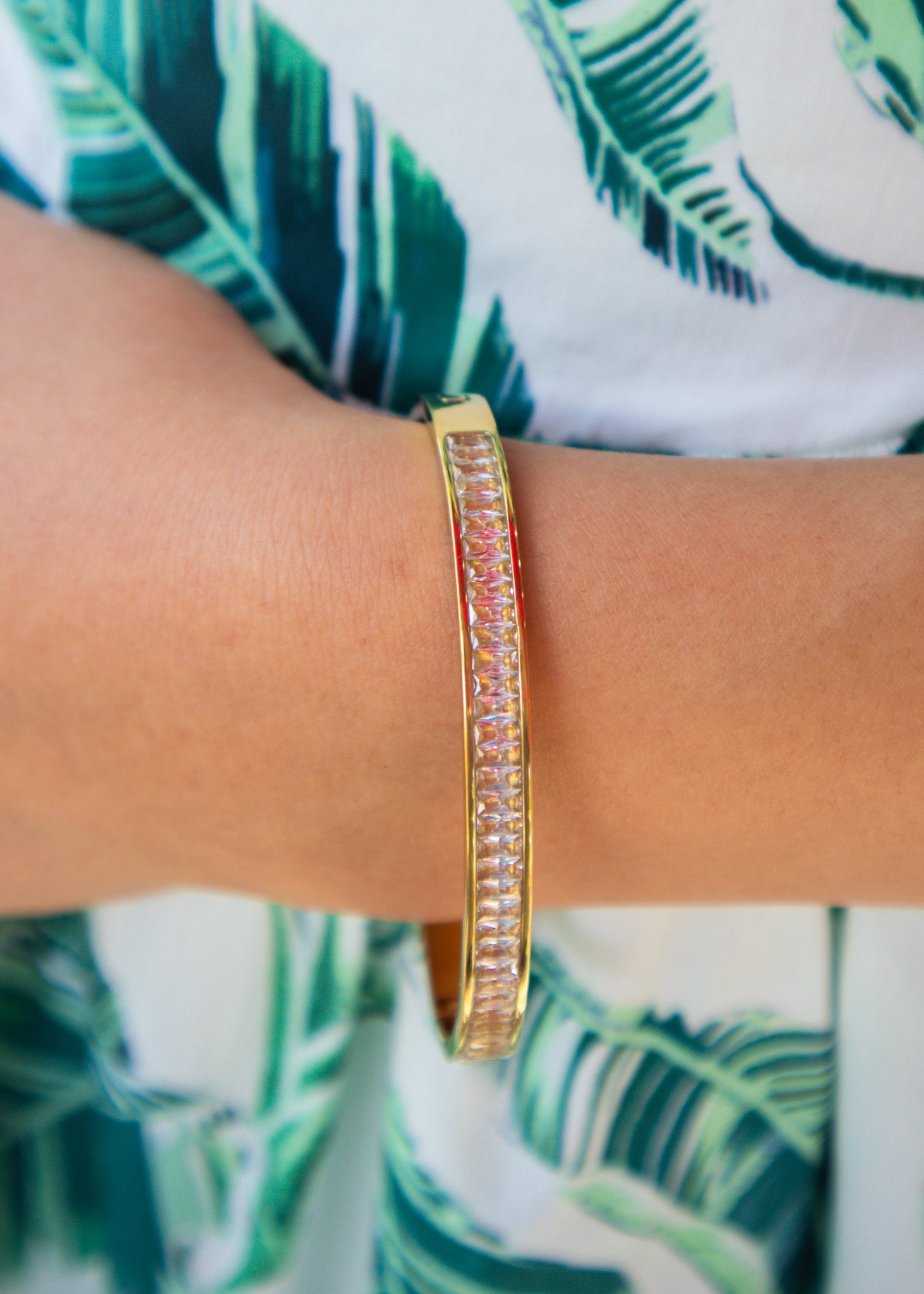 Gold Grayce Rhinestone Bangle