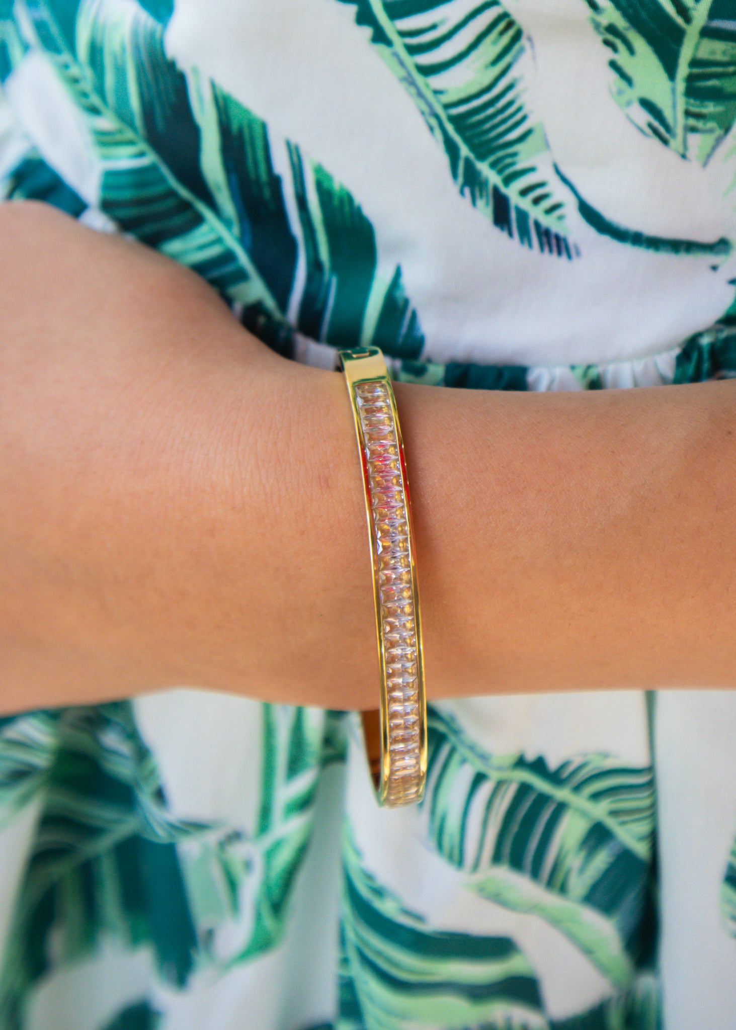 Gold Grayce Rhinestone Bangle