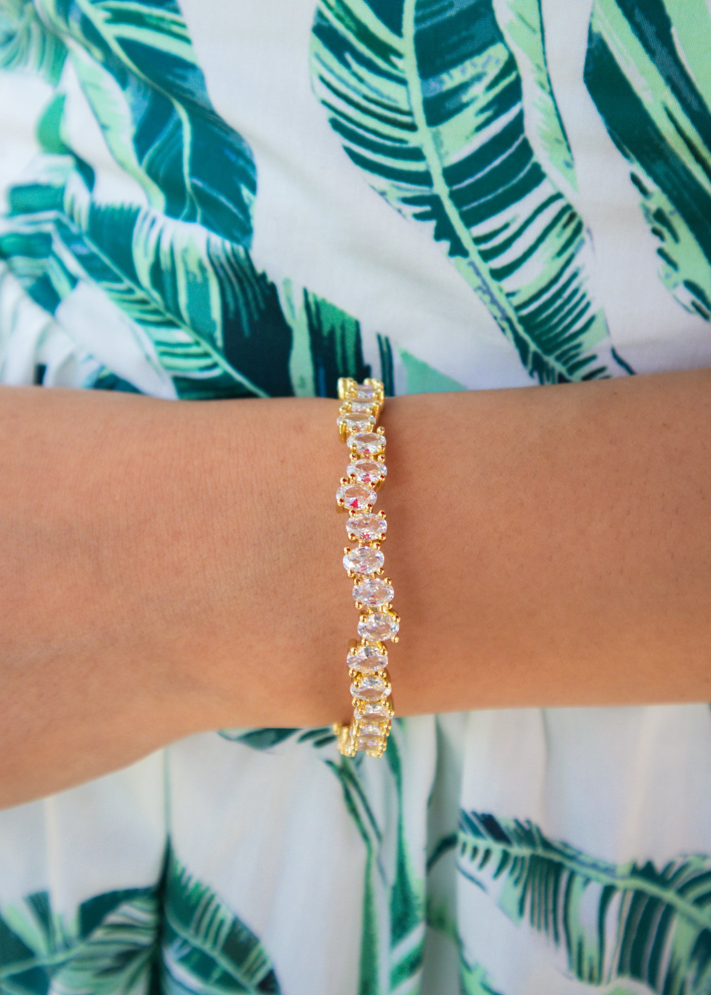 Gold Clear Micro Pave Bangle