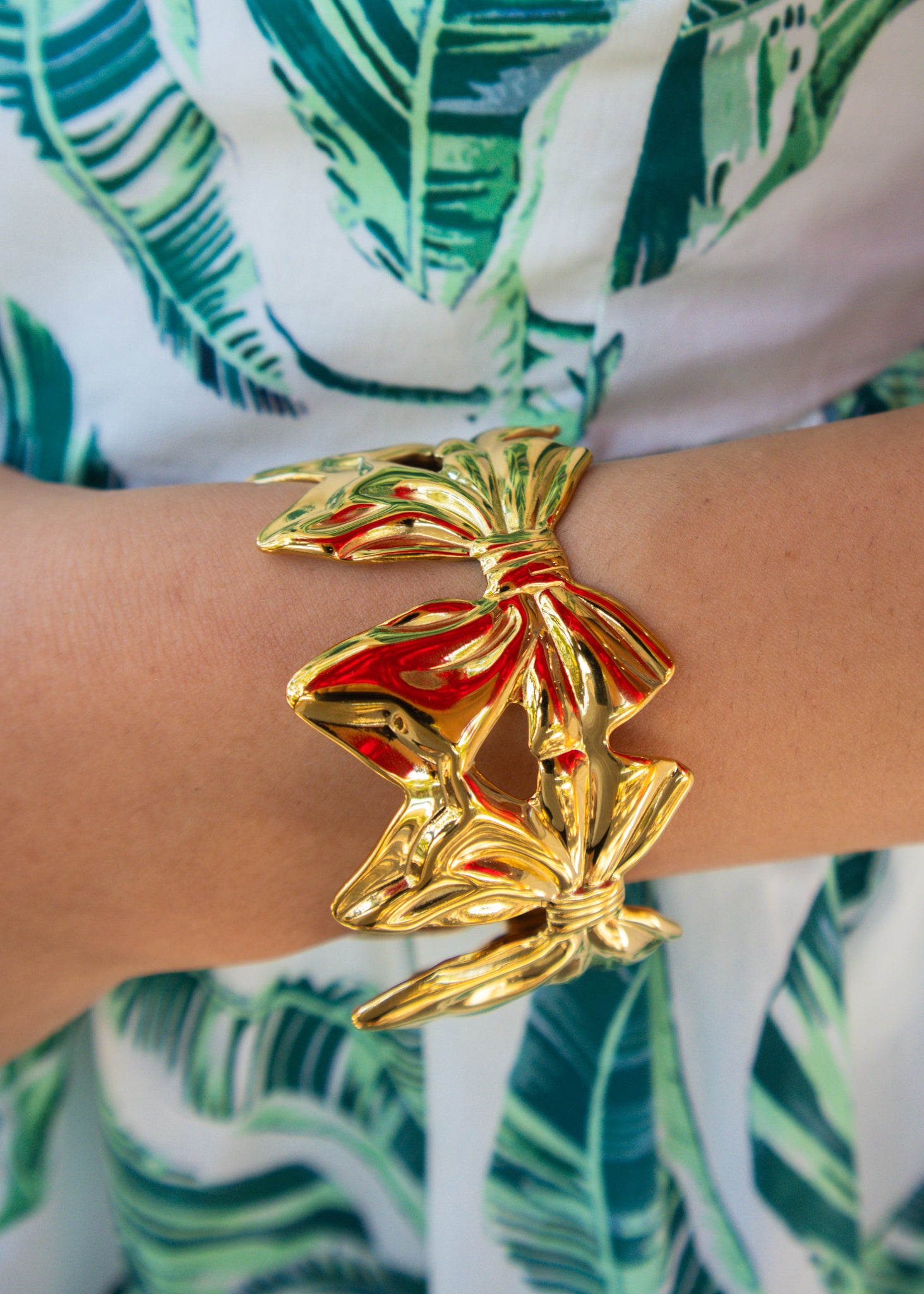 Gold Bow Bangle Bracelet