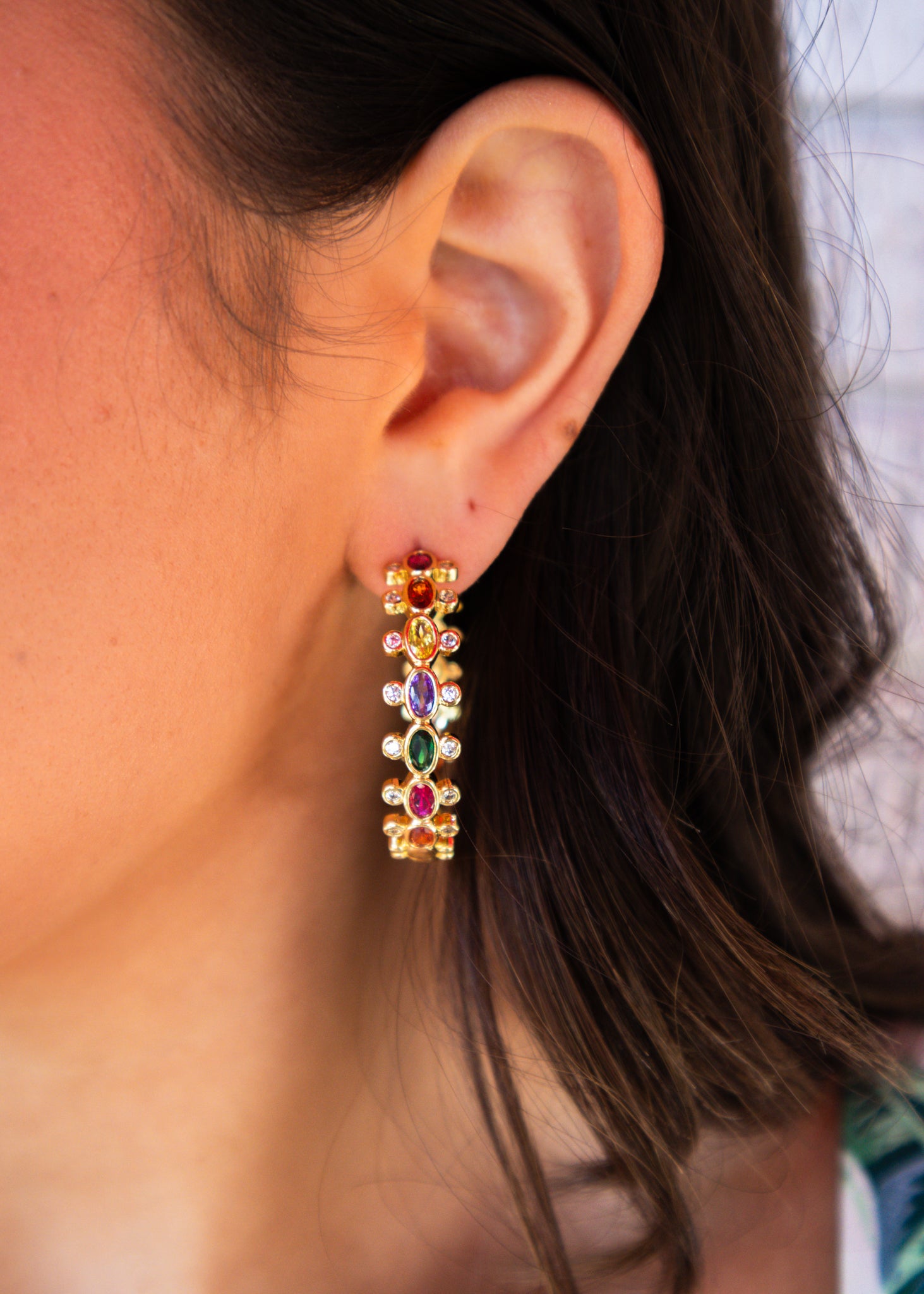 Gold Nina Rainbow Hoops