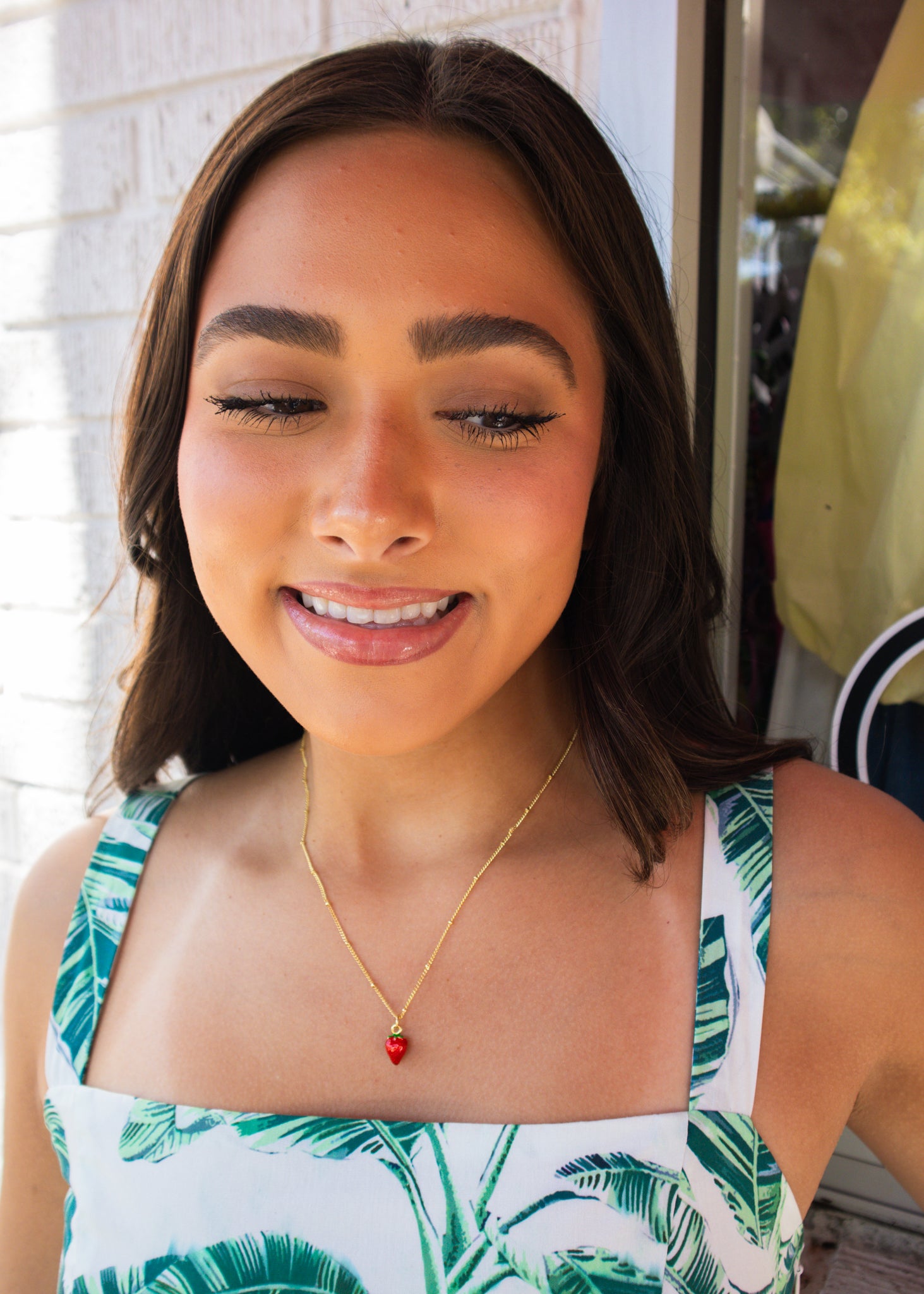 Gold Strawberry Shortcake Necklace