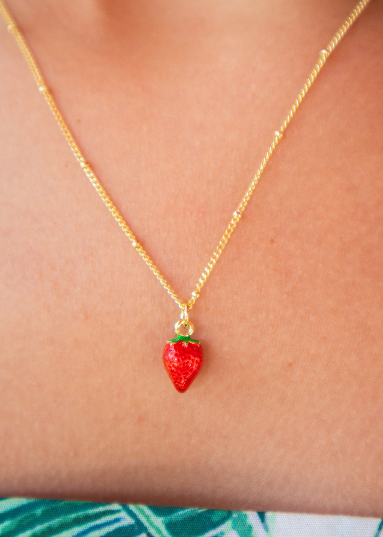 Gold Strawberry Shortcake Necklace