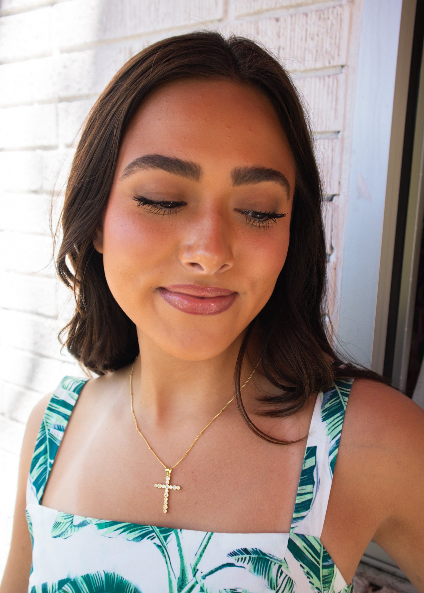 Gold Laney Crystal Cross Necklace