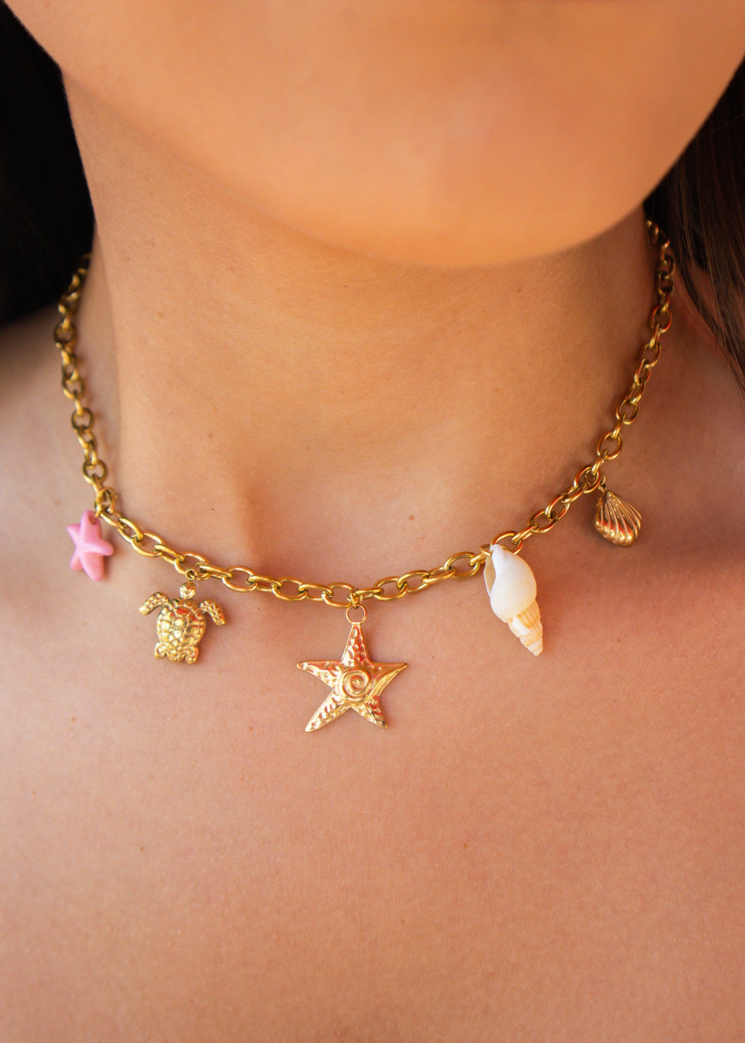 Gold Madeline Sea Charm Necklace