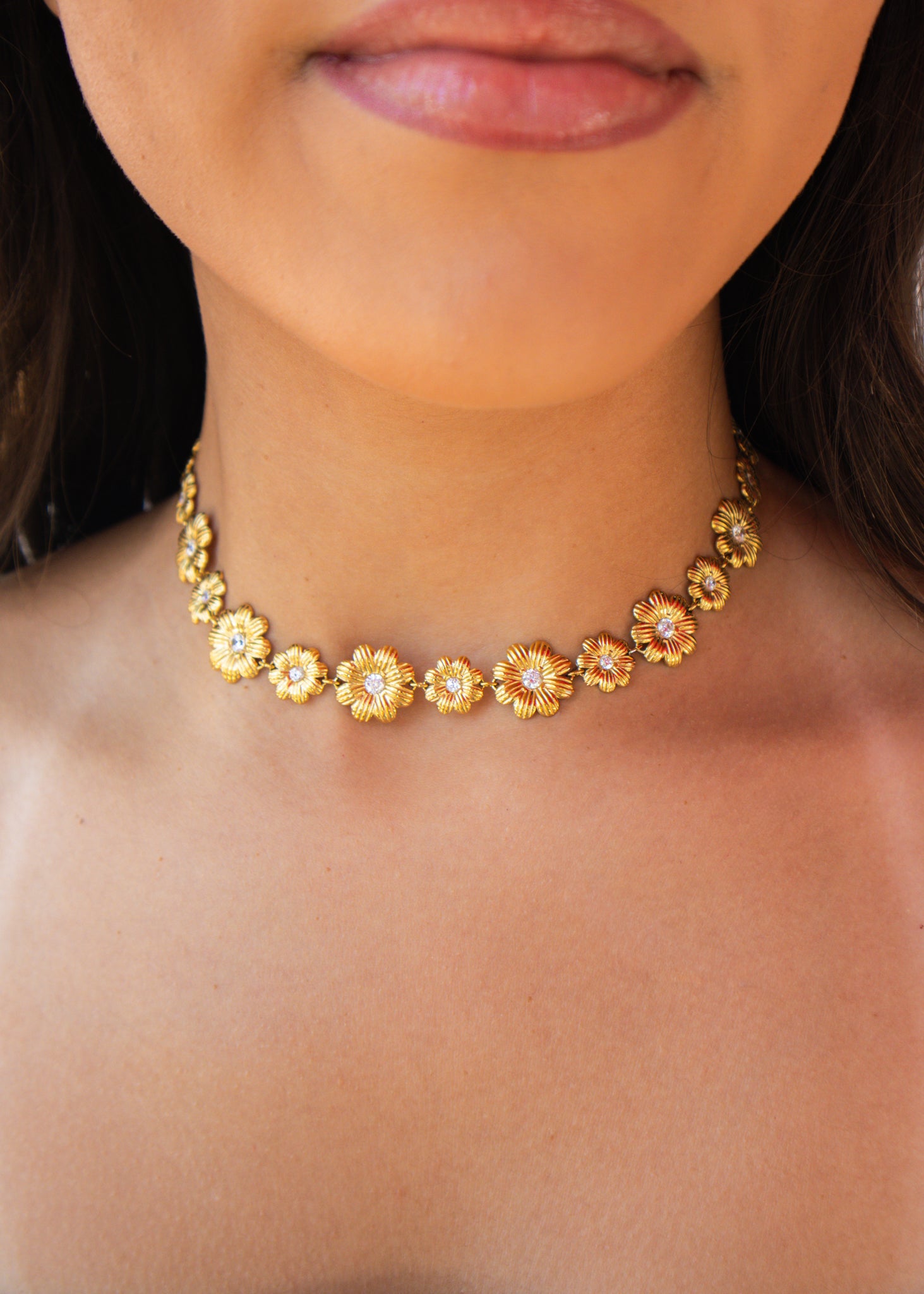 Gold Clara Flower Necklace