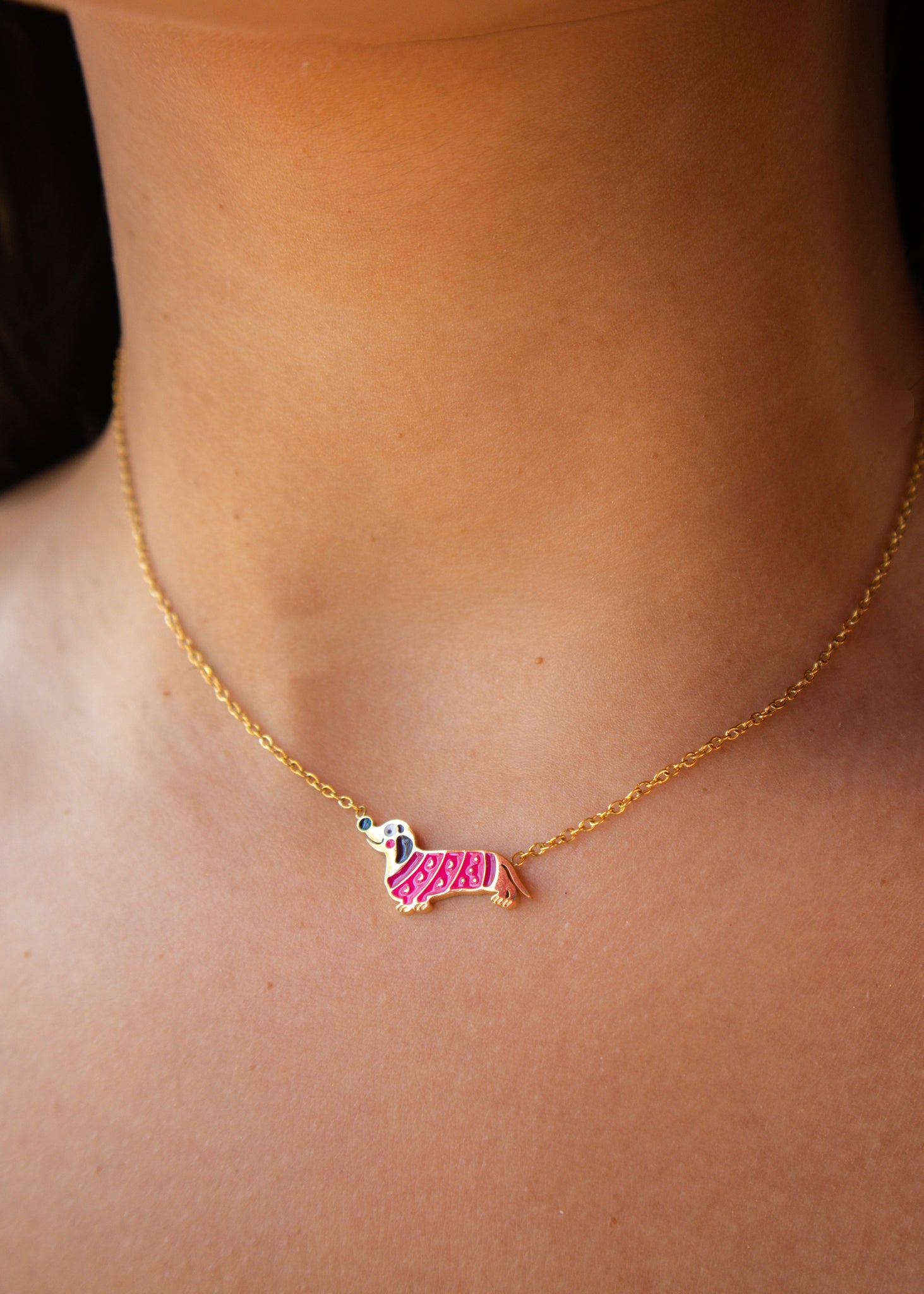 Gold Darling Dachshund Necklace