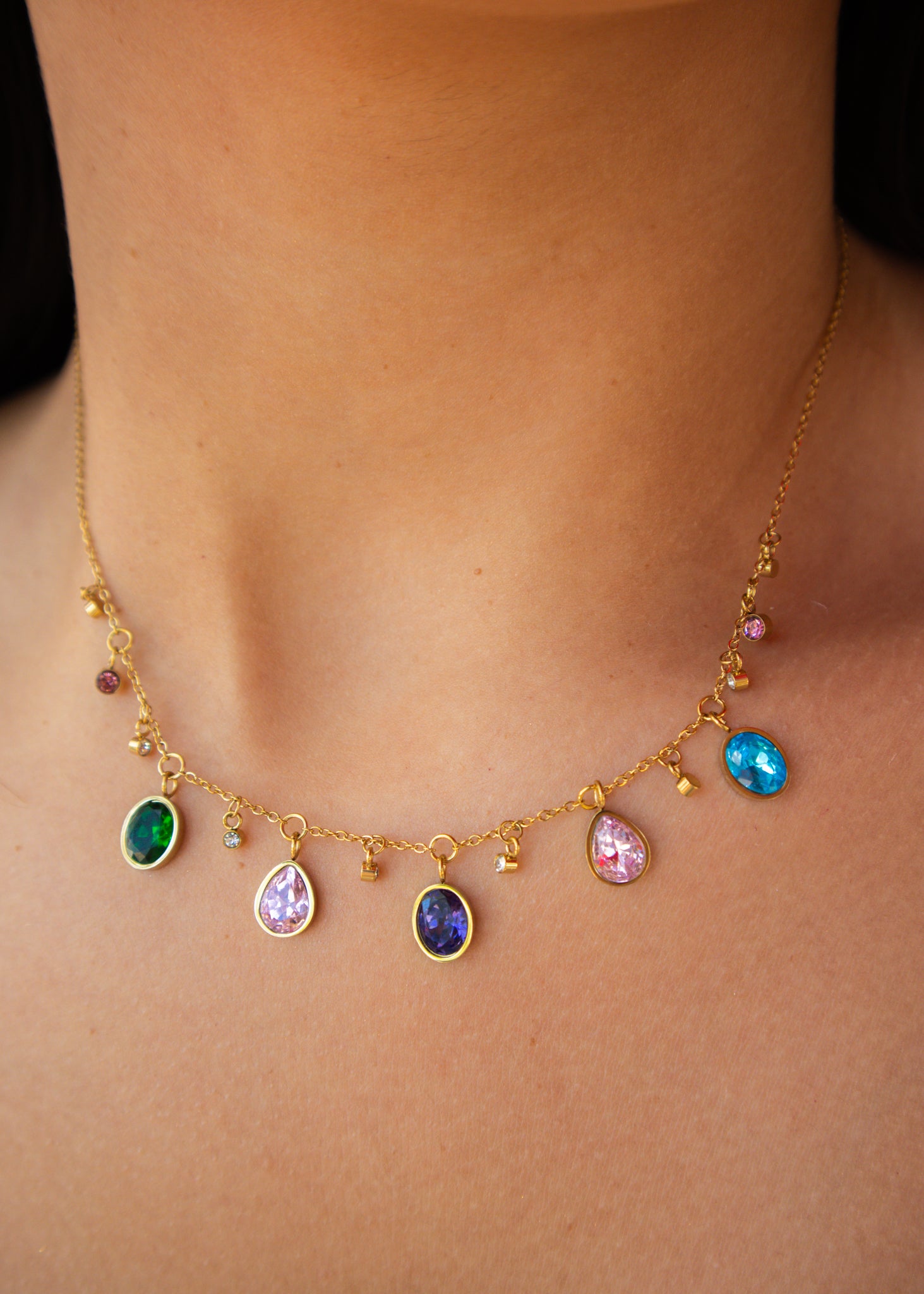 Gold Jenna Multi Diamond Necklace
