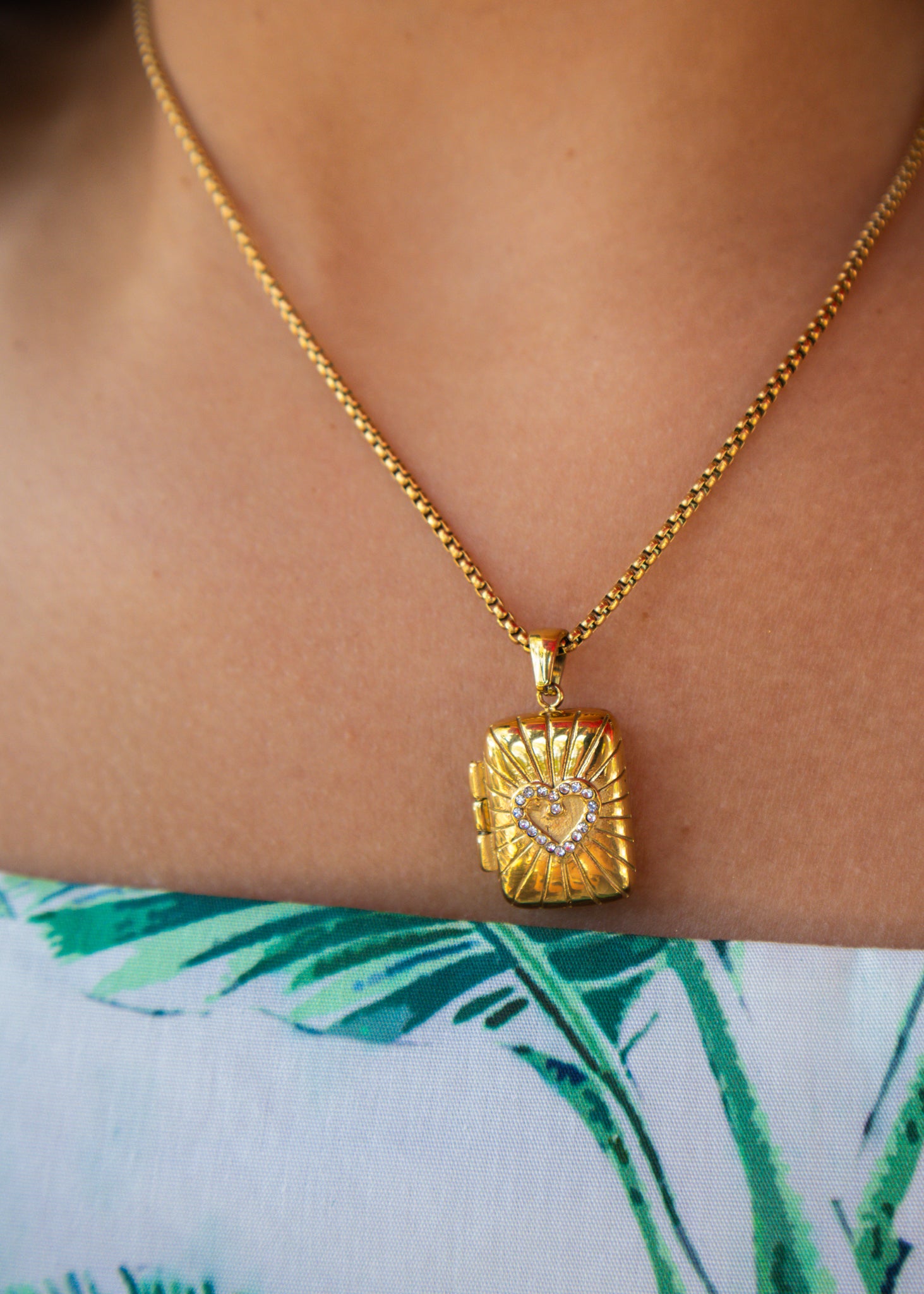 Gold Heart Locket Necklace
