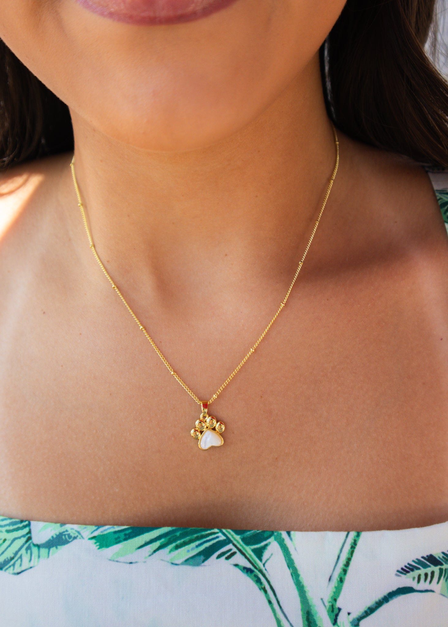 Gold Pearl Paw Necklace