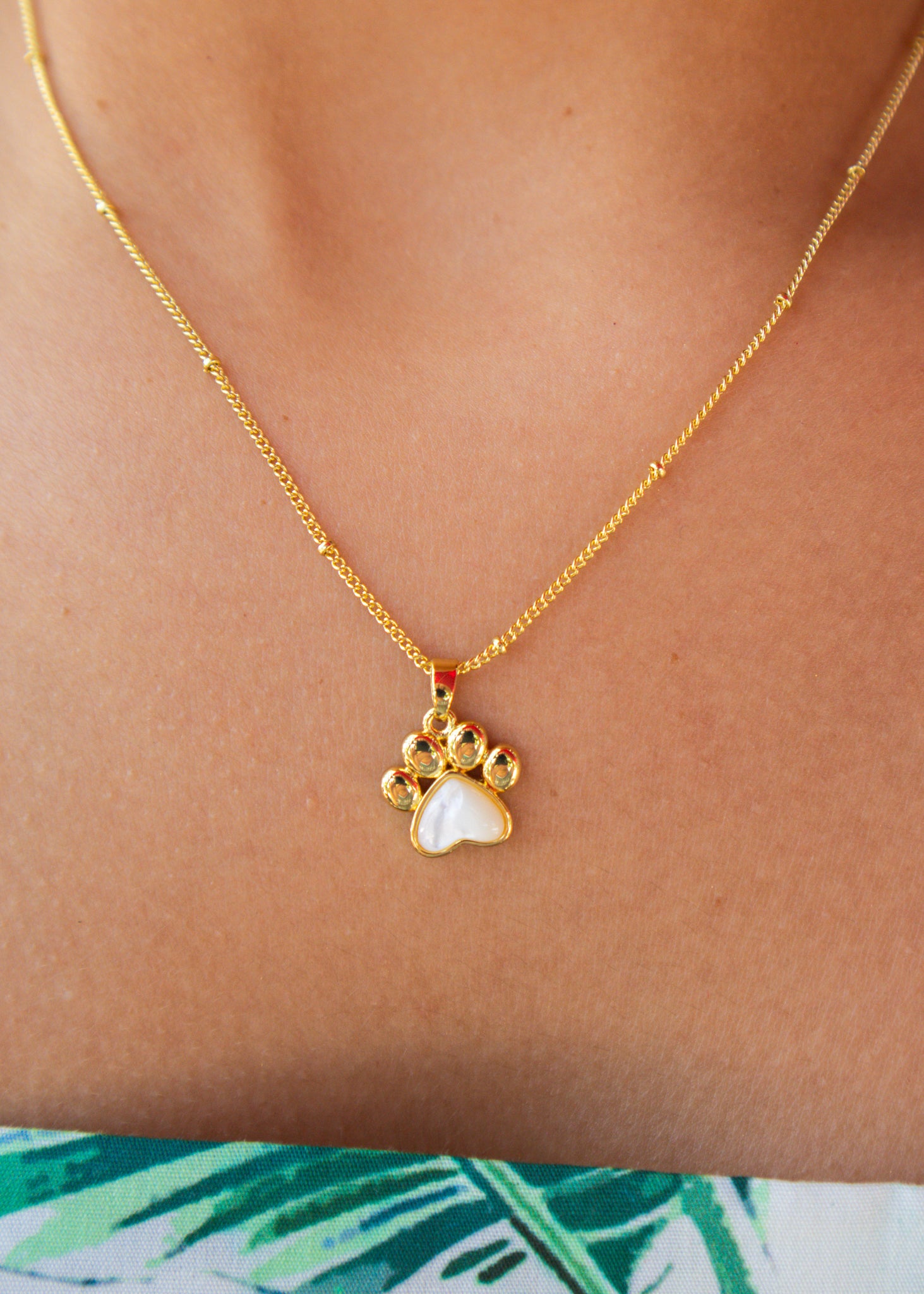 Gold Pearl Paw Necklace