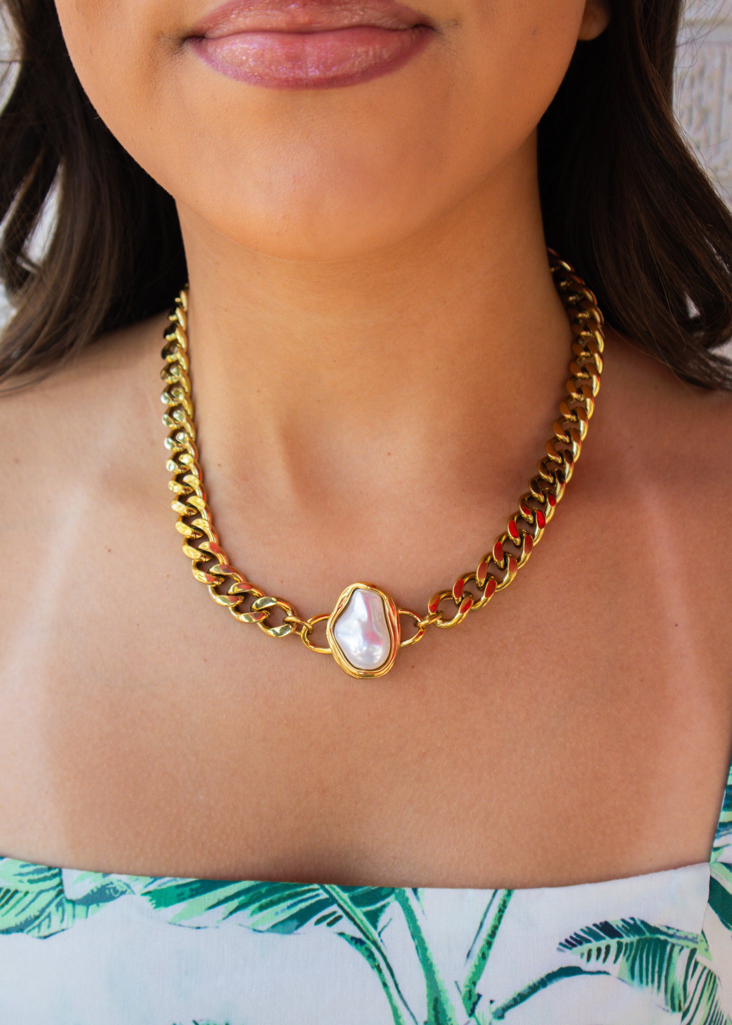 Gold Abby Pearl Necklace