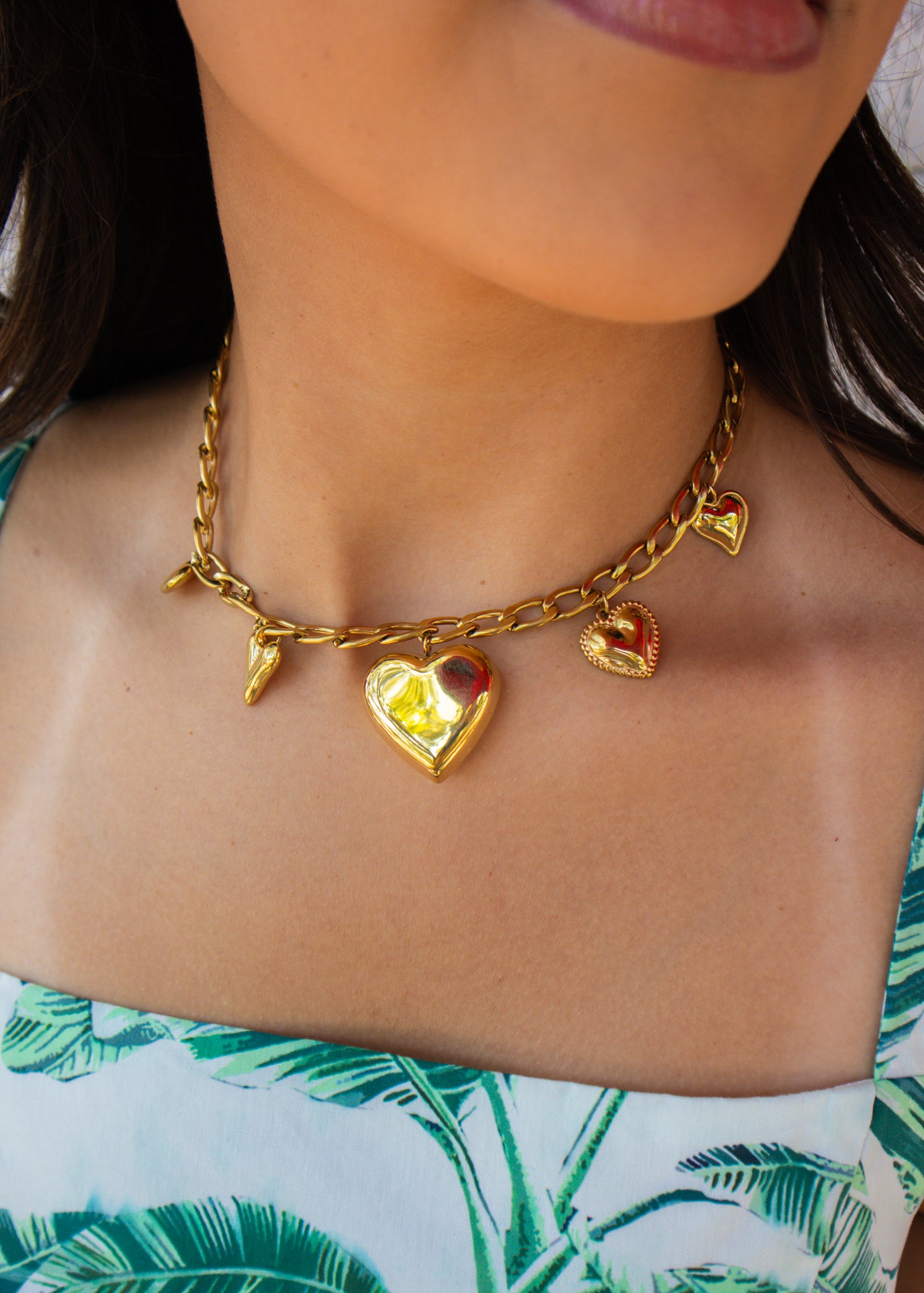 Gold Alex Heart Charm Necklace