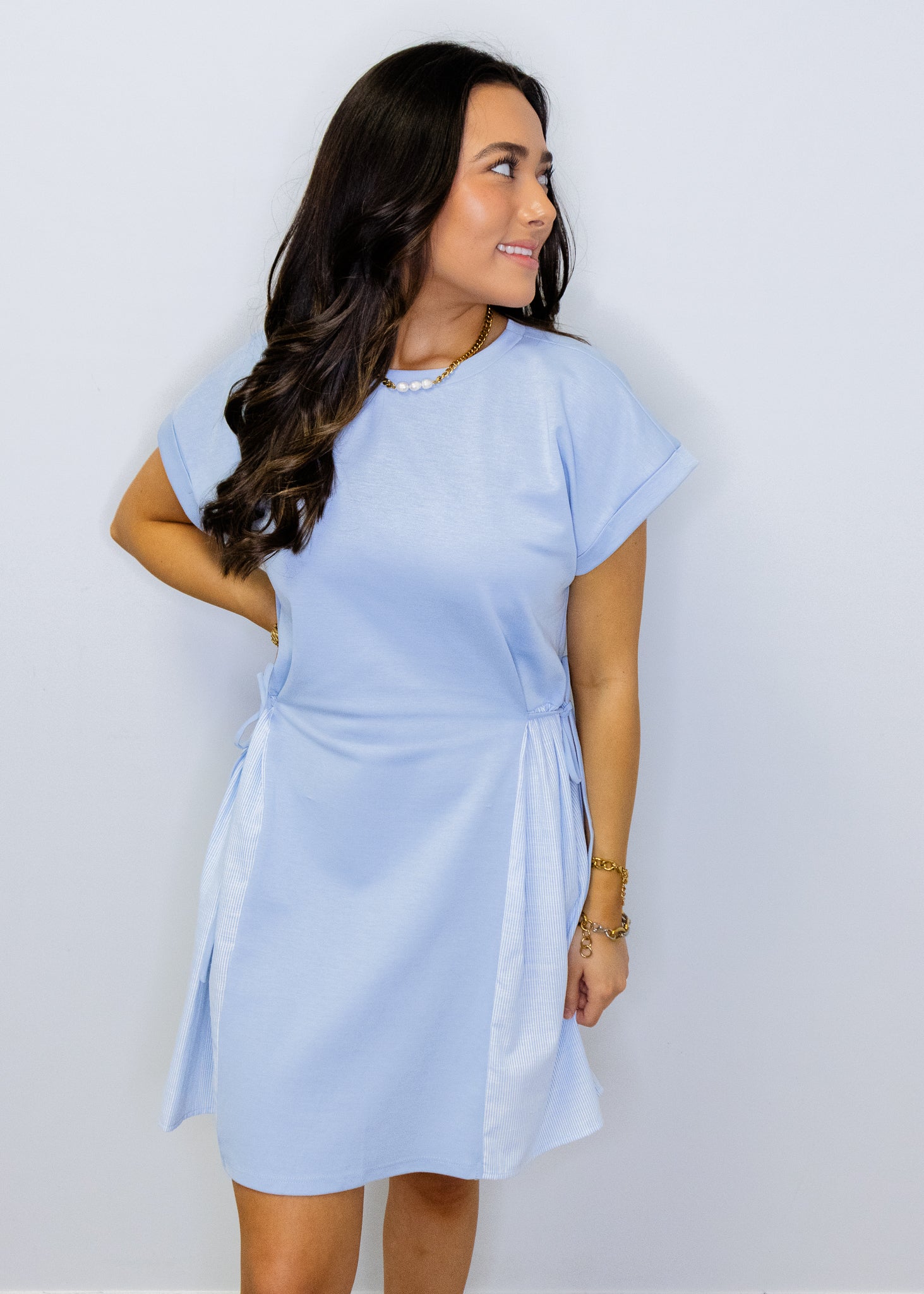 Sky Blue Side Tie Dress