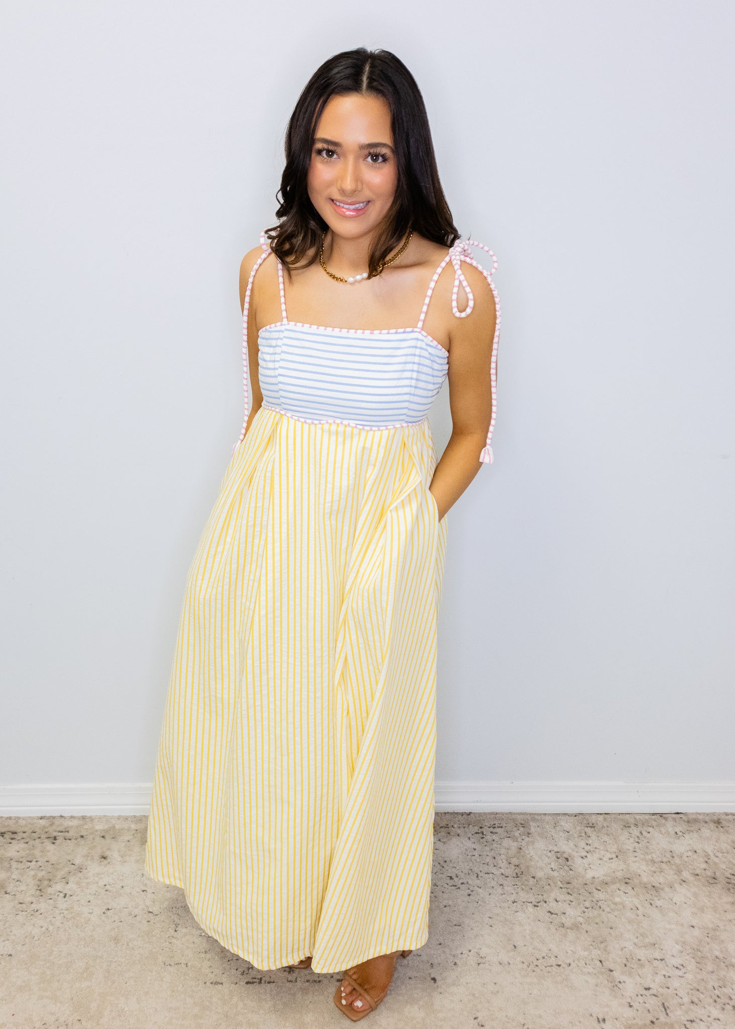 pastel stripe midi dress Pastel Stripes Midi Dress