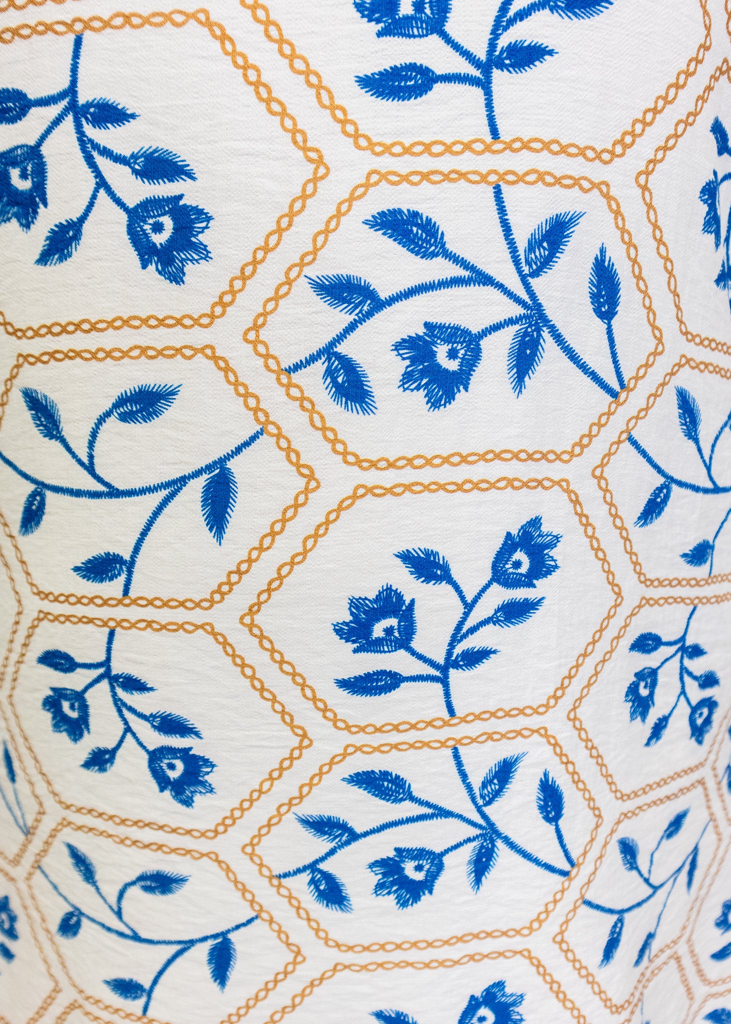 Blue Floral Embroidered Shift Dress