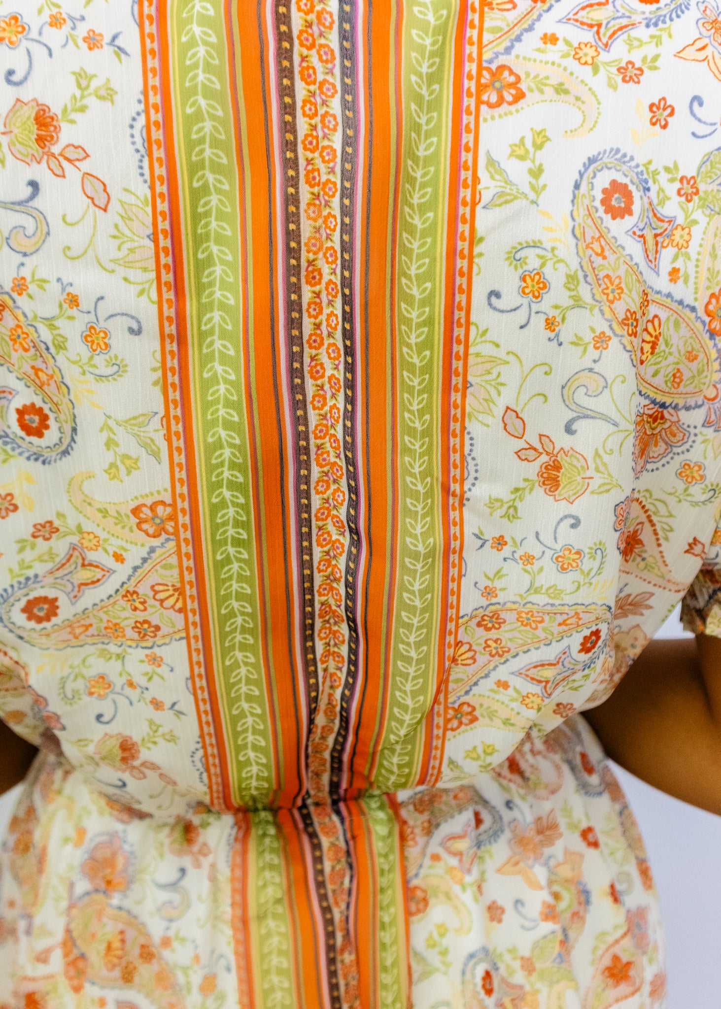 Cream Paisley Print Maxi Dress