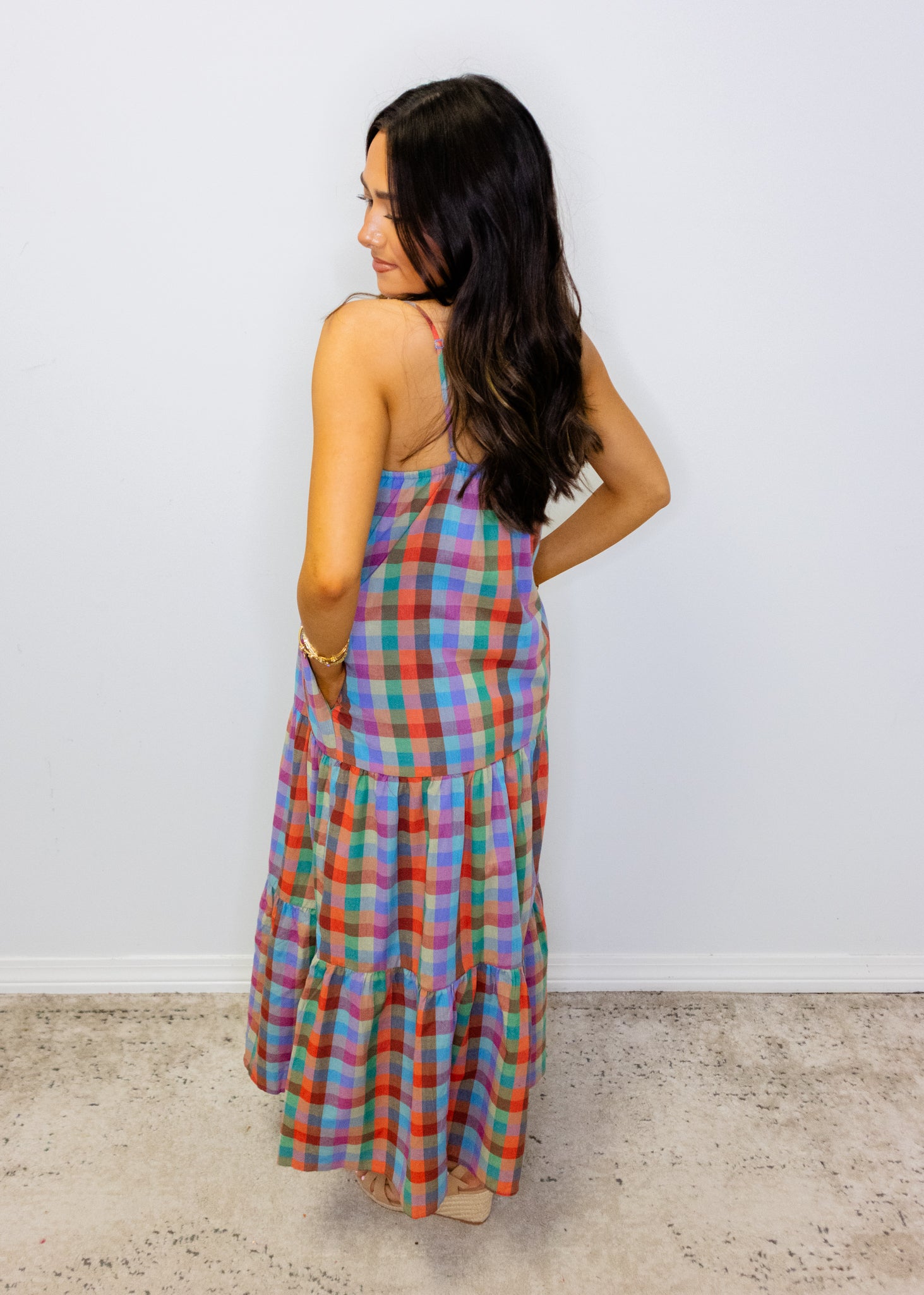 Multi Plaid Maxi Dress