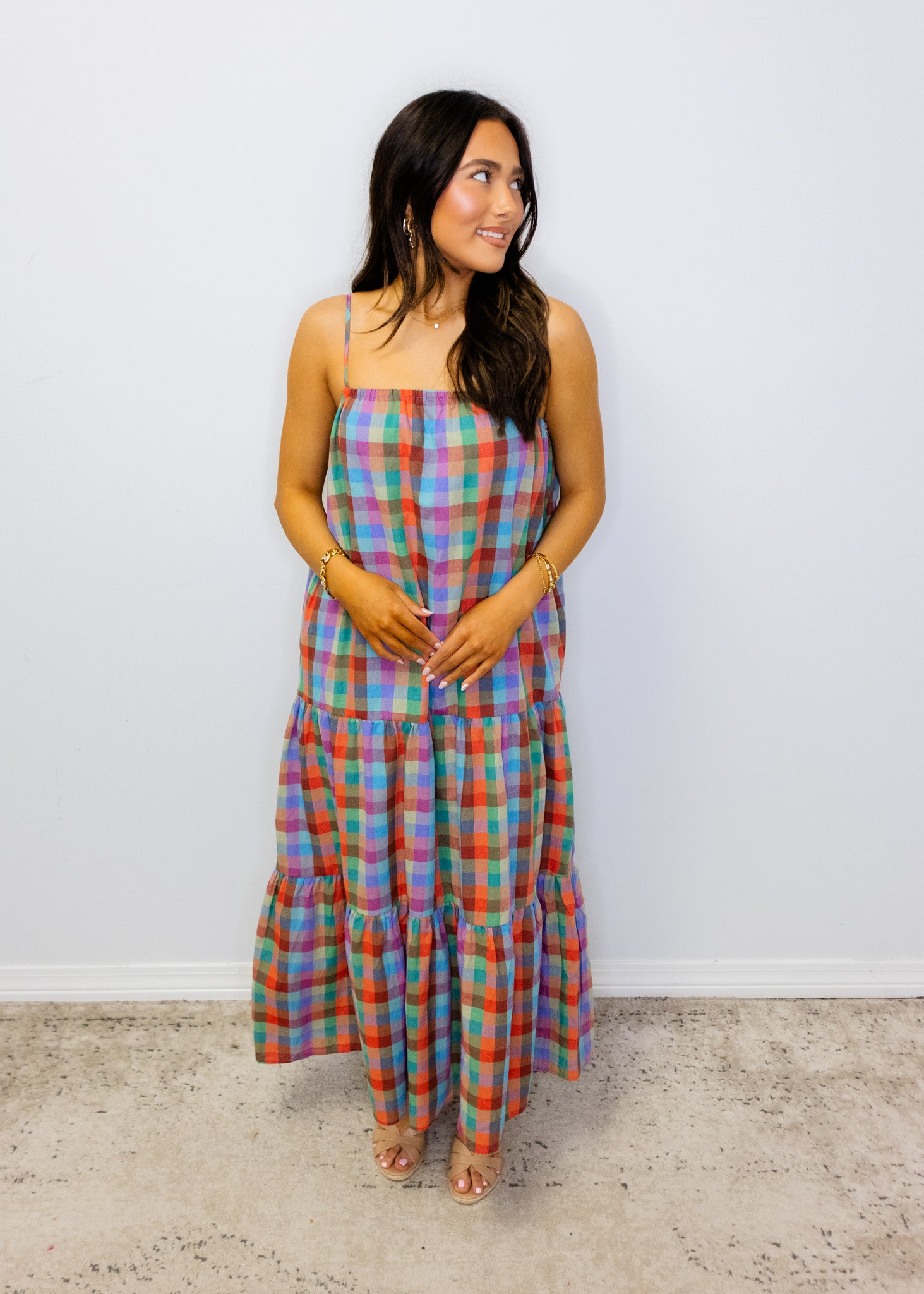 Multi Plaid Maxi Dress