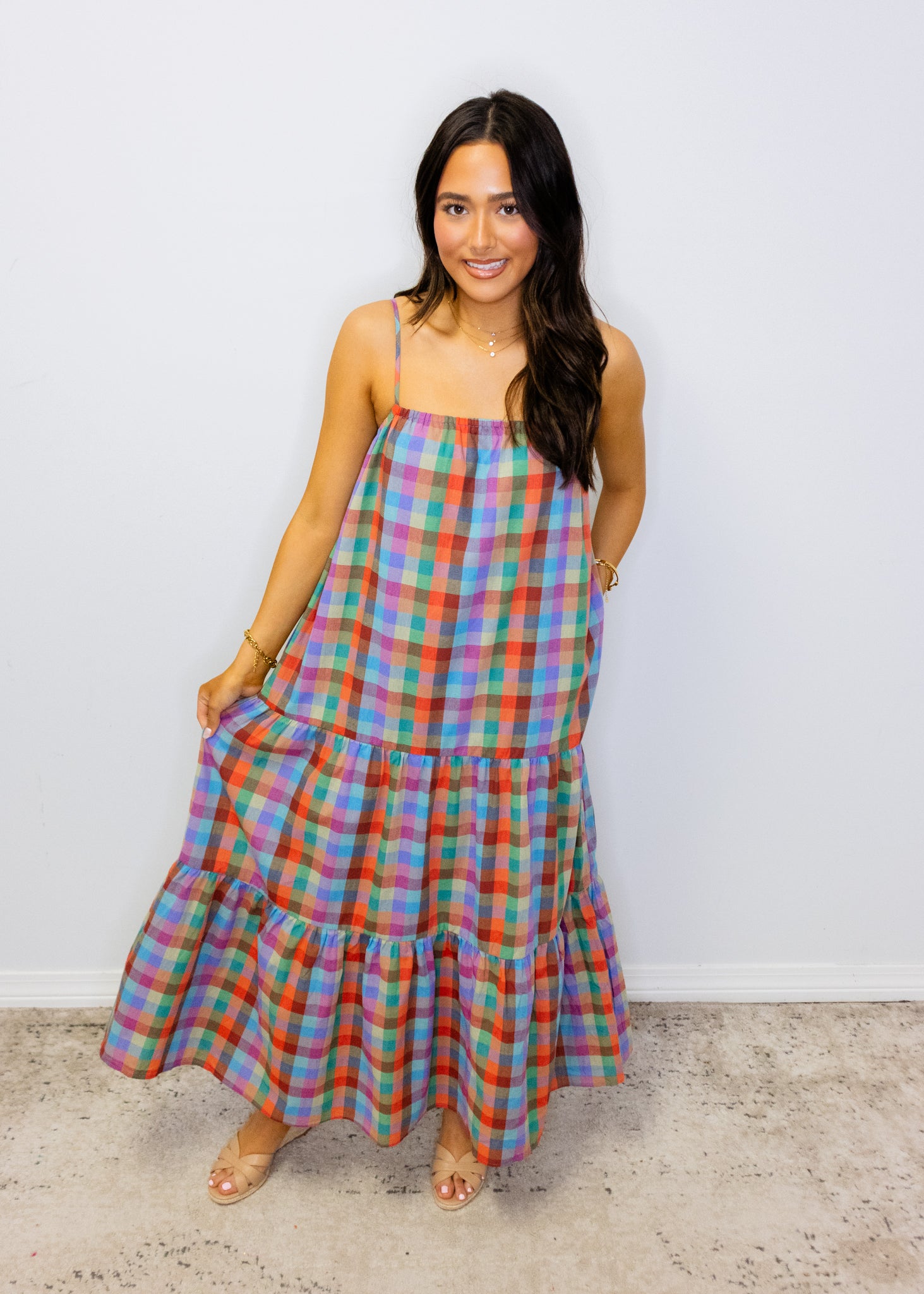 Multi Plaid Maxi Dress
