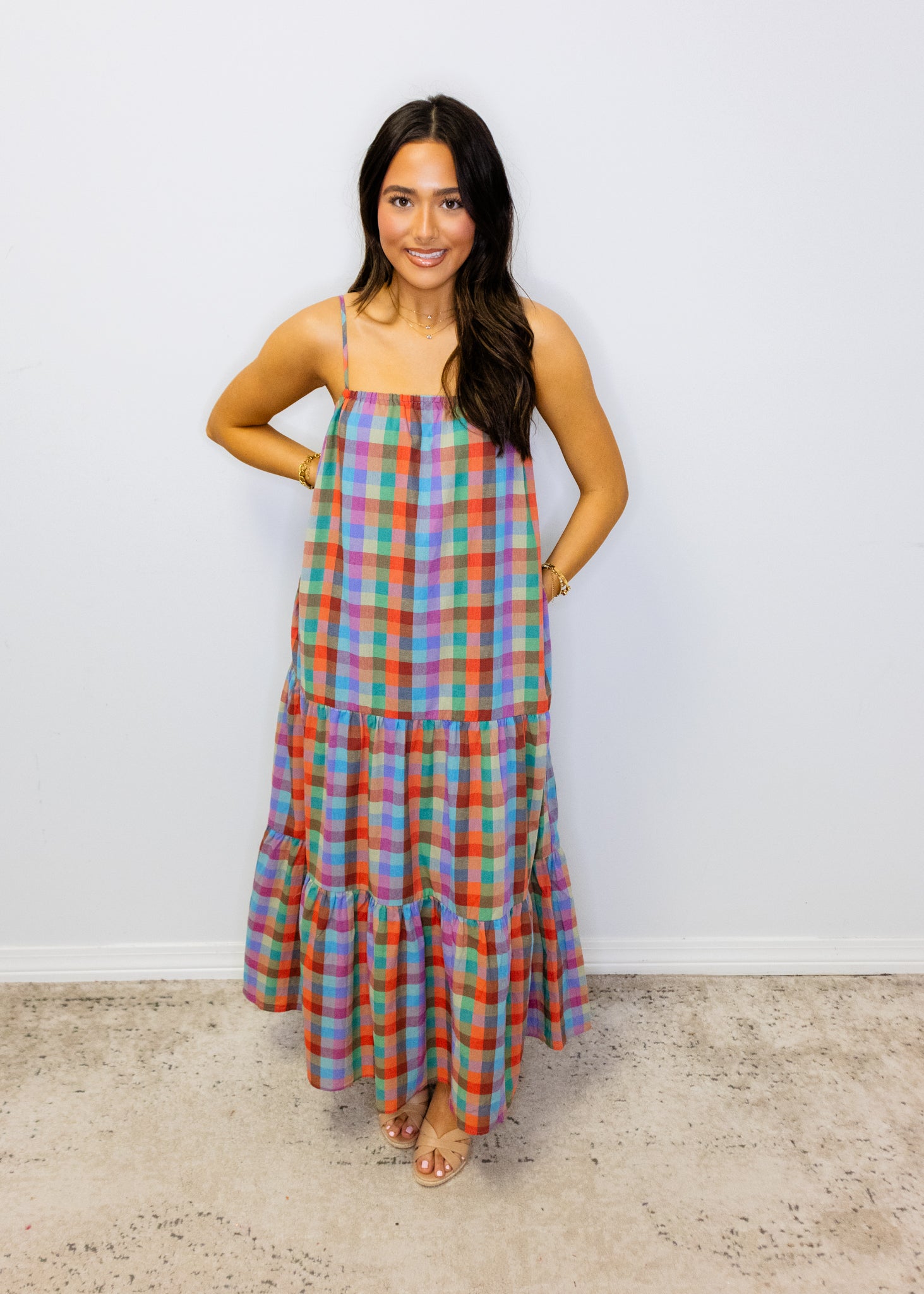 Multi Plaid Maxi Dress
