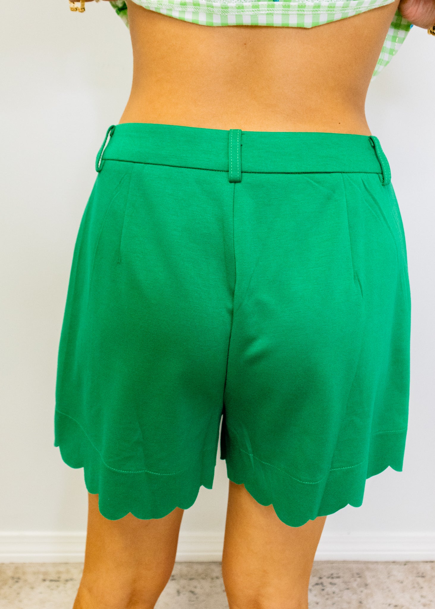 Kelly Green Scallop Edge Shorts