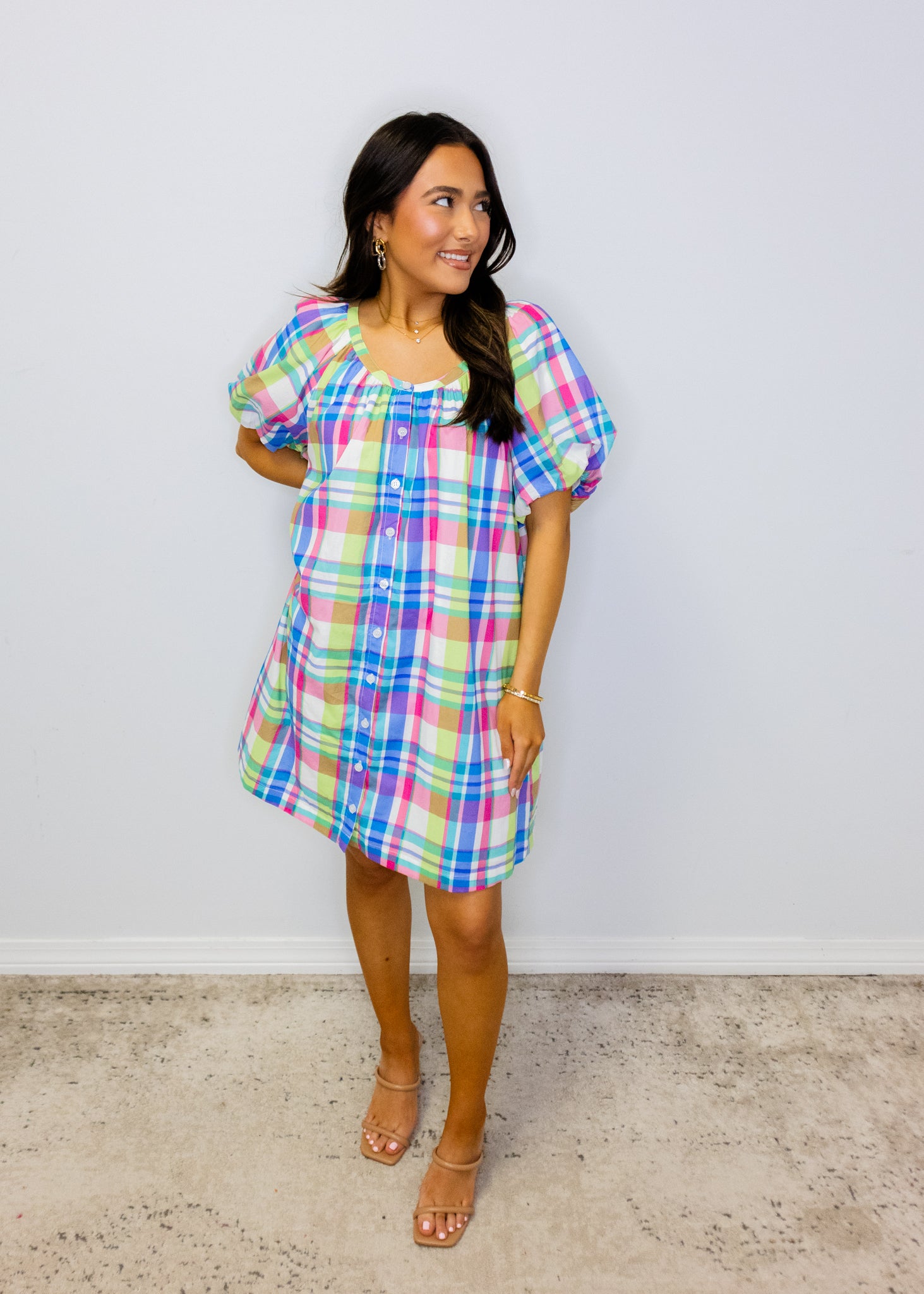 Multi Plaid Mini Dress