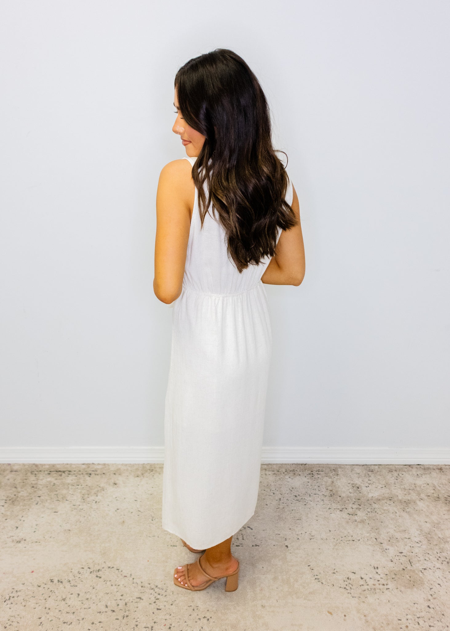 Oatmeal Button Up Midi Dress