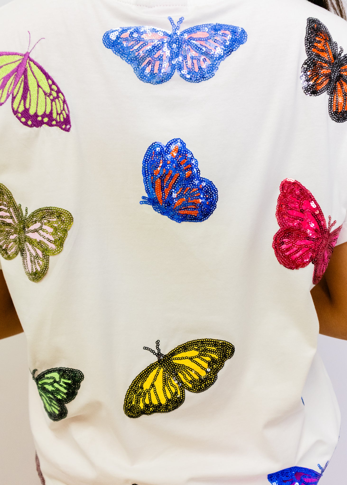 White Multi Butterfly Tee