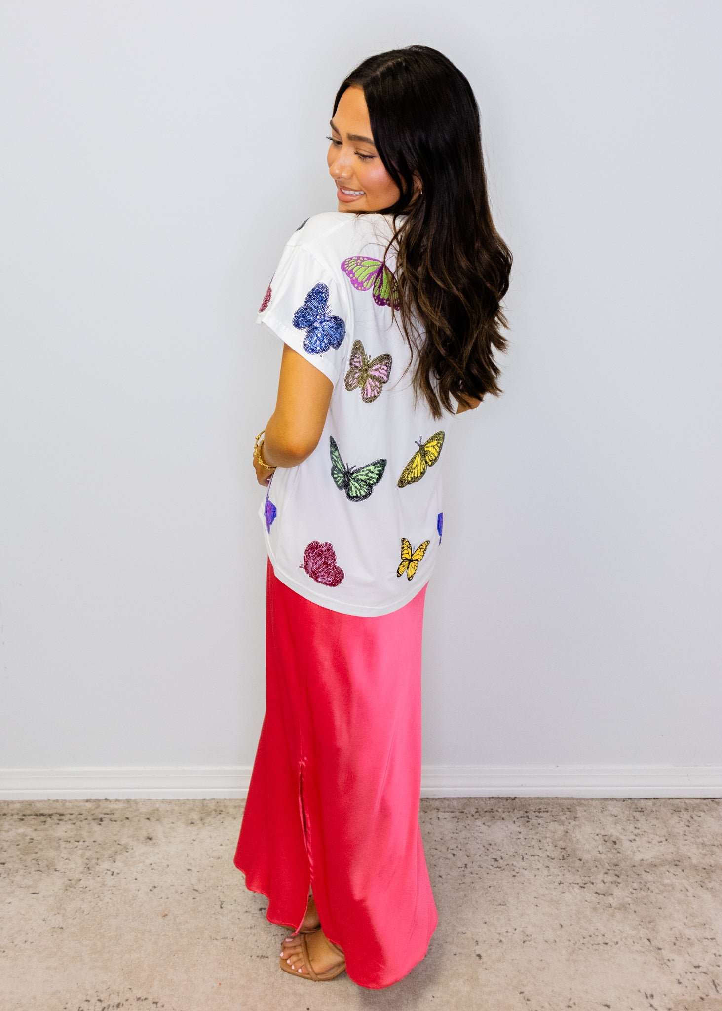 White Multi Butterfly Tee