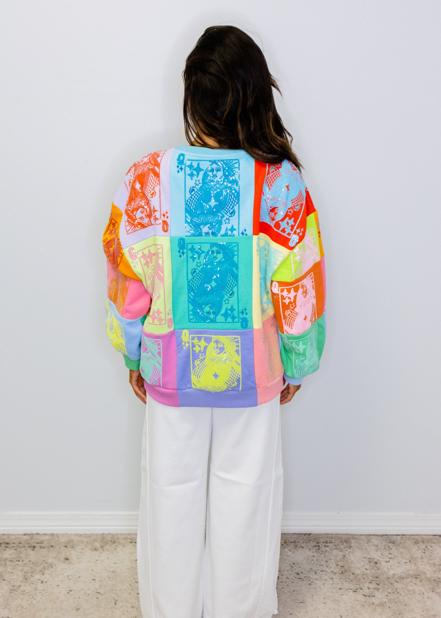Multi Colorblock QOS Card Logo Sweatshirt