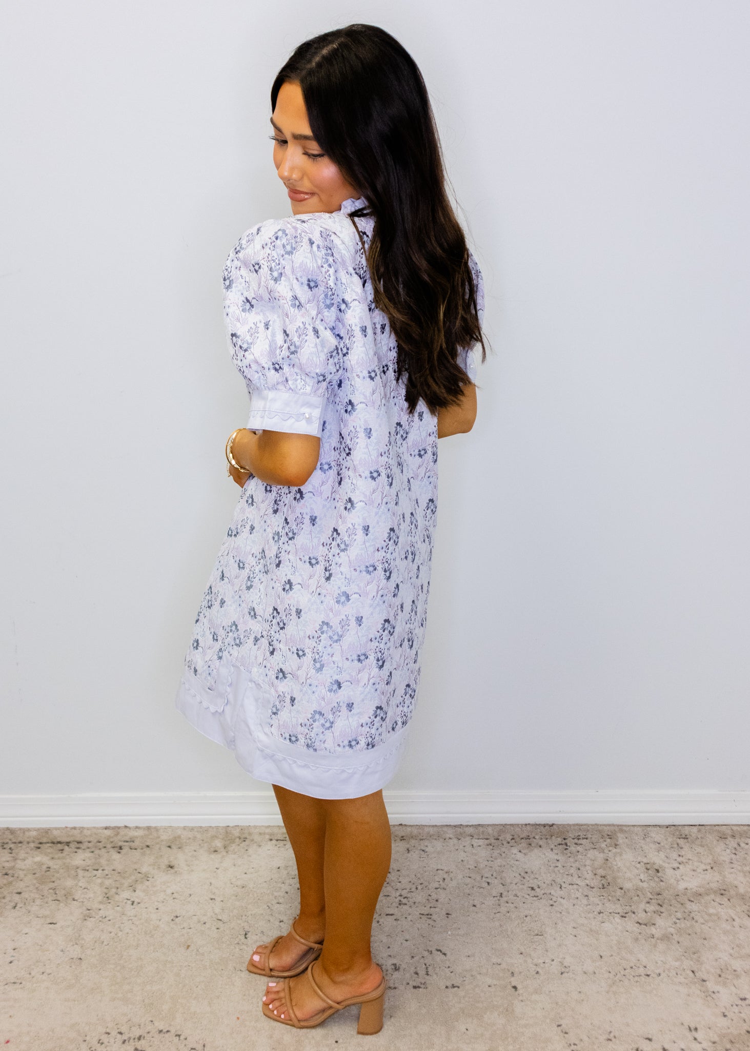 Powder Blue Floral Jacquard Dress