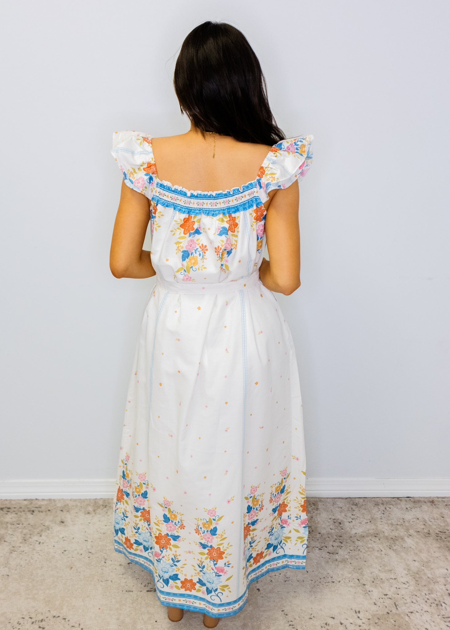 White Multi Floral Print Maxi Dress