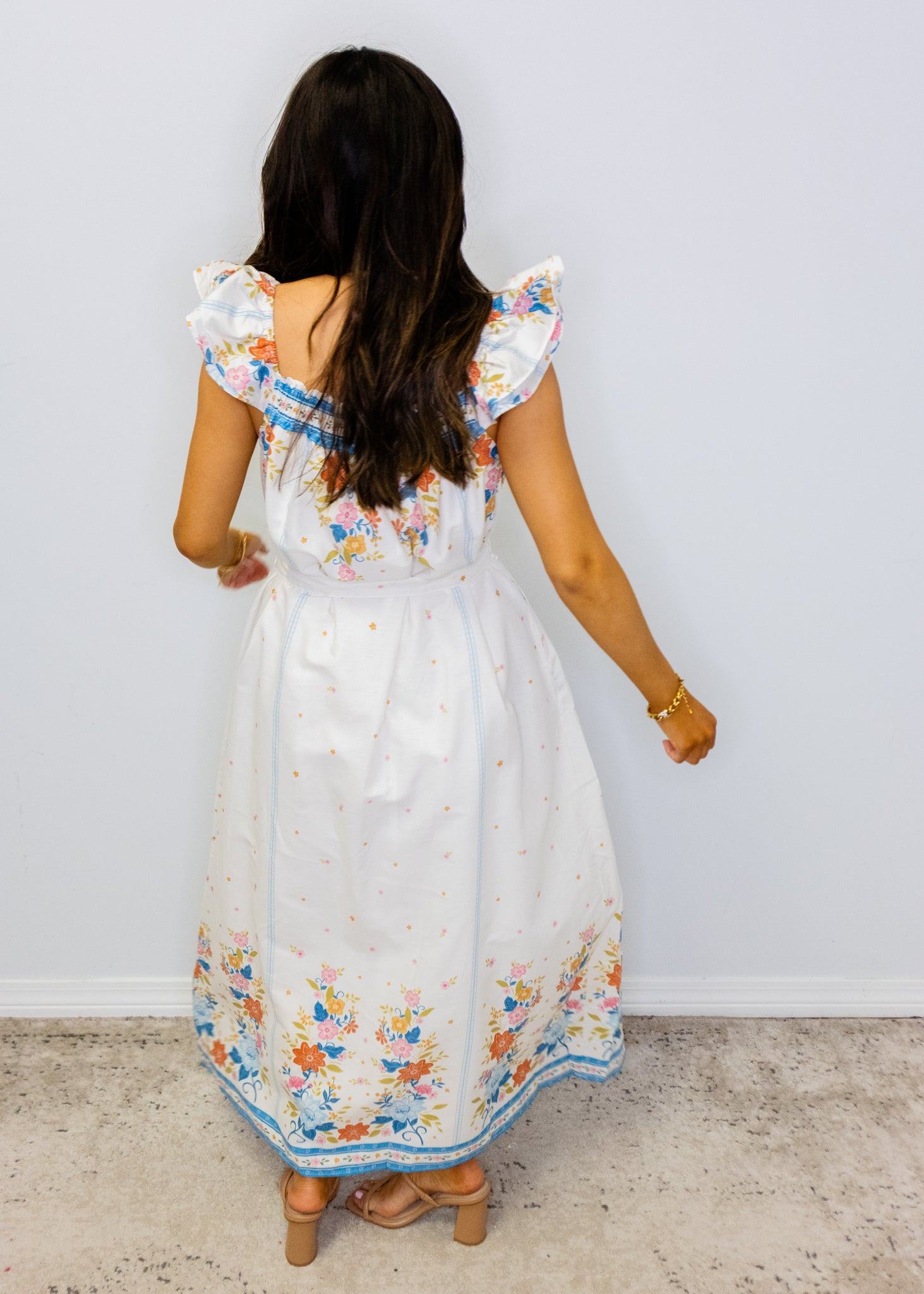 White Multi Floral Print Maxi Dress