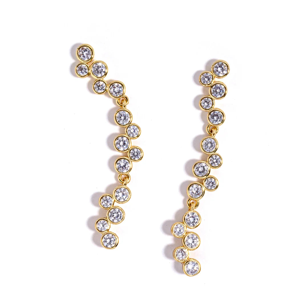 Gold Maris Rhinestone Drop Earrings
