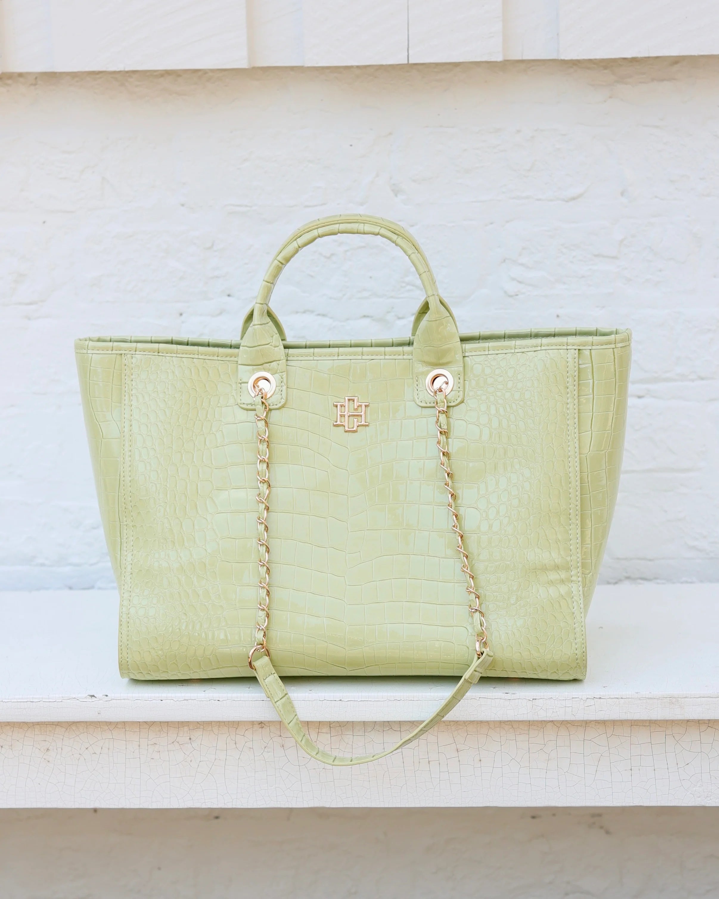 Missy Tote Lime Patent EC