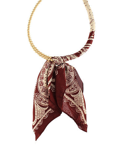 Maroon Scarf Beaded Necklace