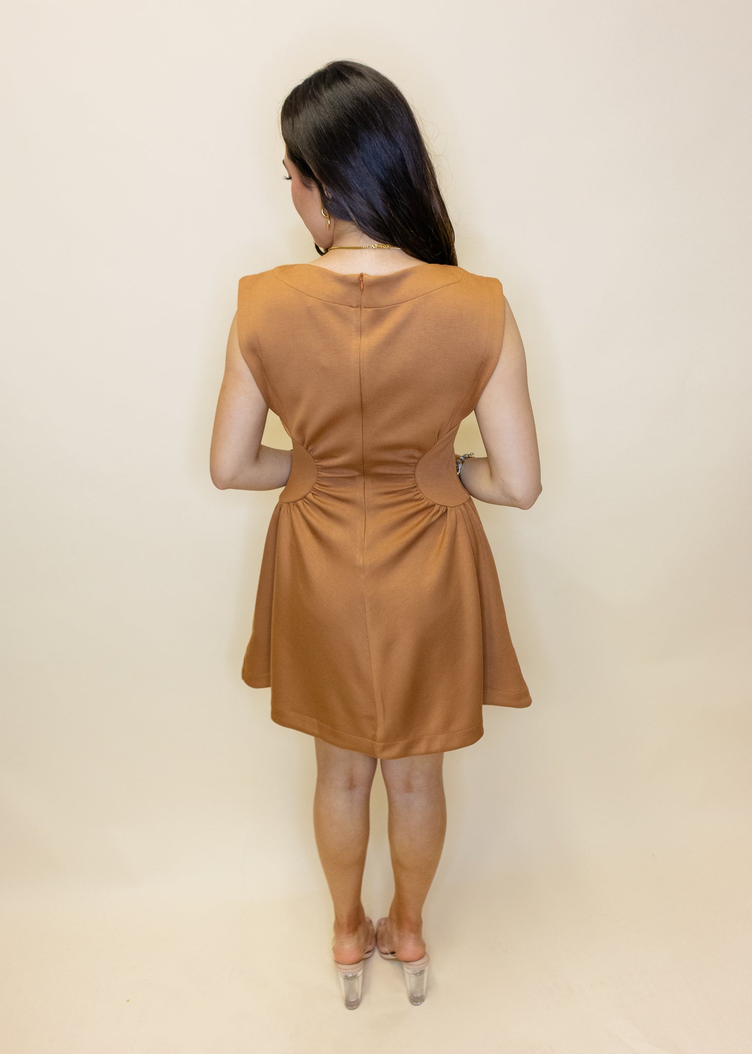 Caramel Side Ruched Dress