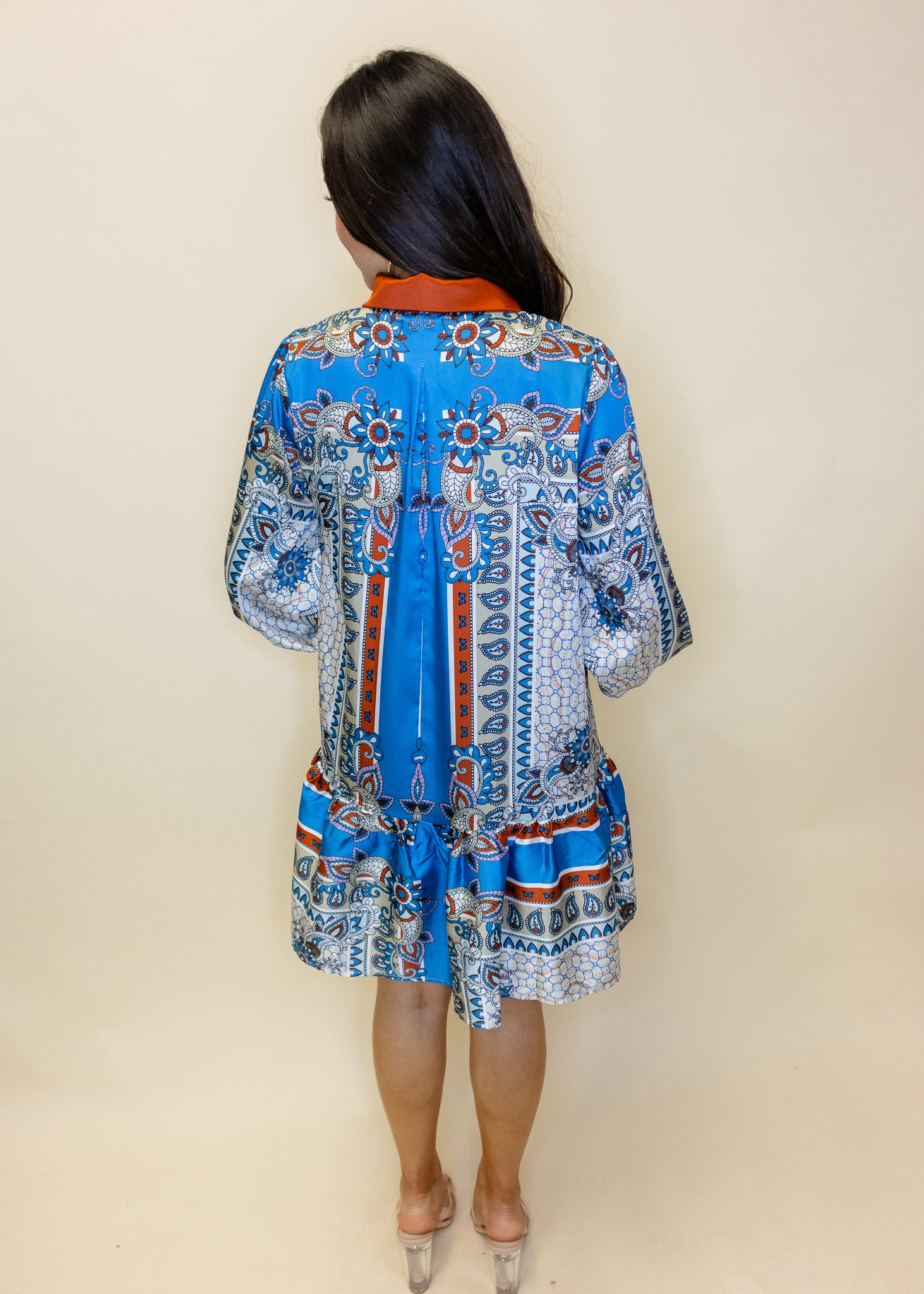 Multi Scarf Print Button Down Dress